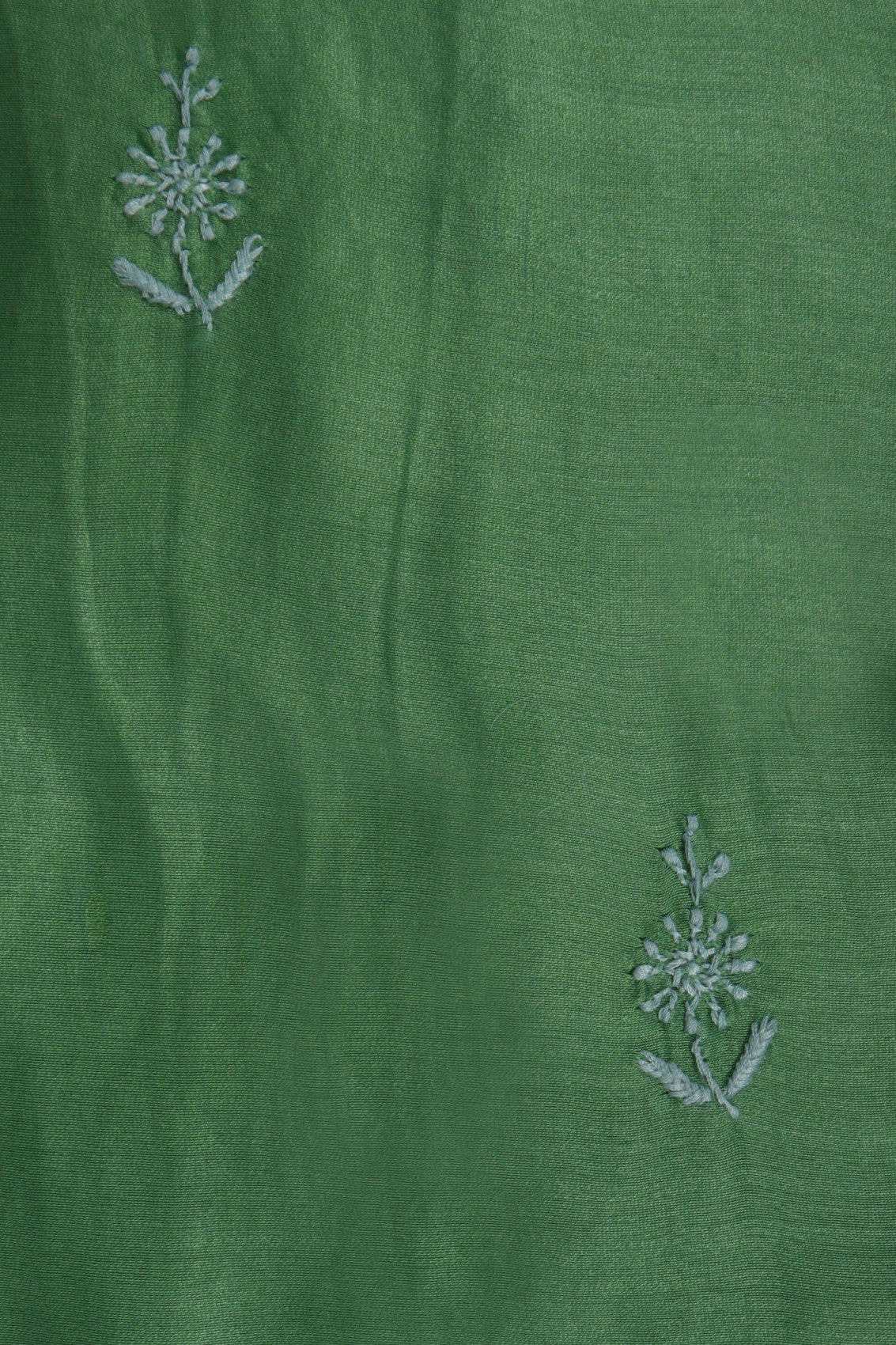 Ada Hand Embroidered Pickle Green Chanderi Lucknowi Chikankari Semi-stitched Kurta Dupatta Set With Zari Work 01A129514