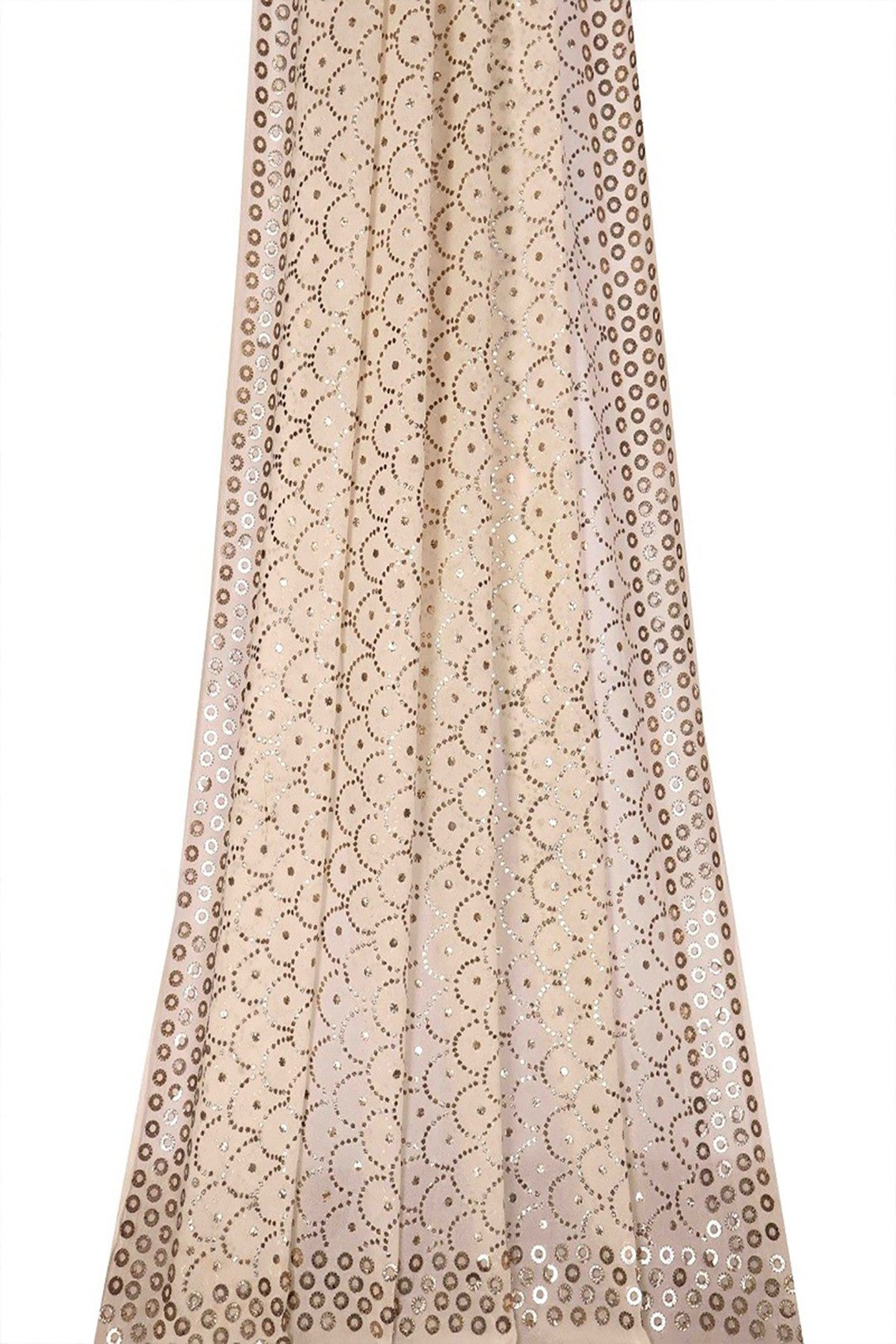 Ada Hand Embroidered White Pure Georgette Lucknowi Chikankari Dupatta With Muqaish Work A604498