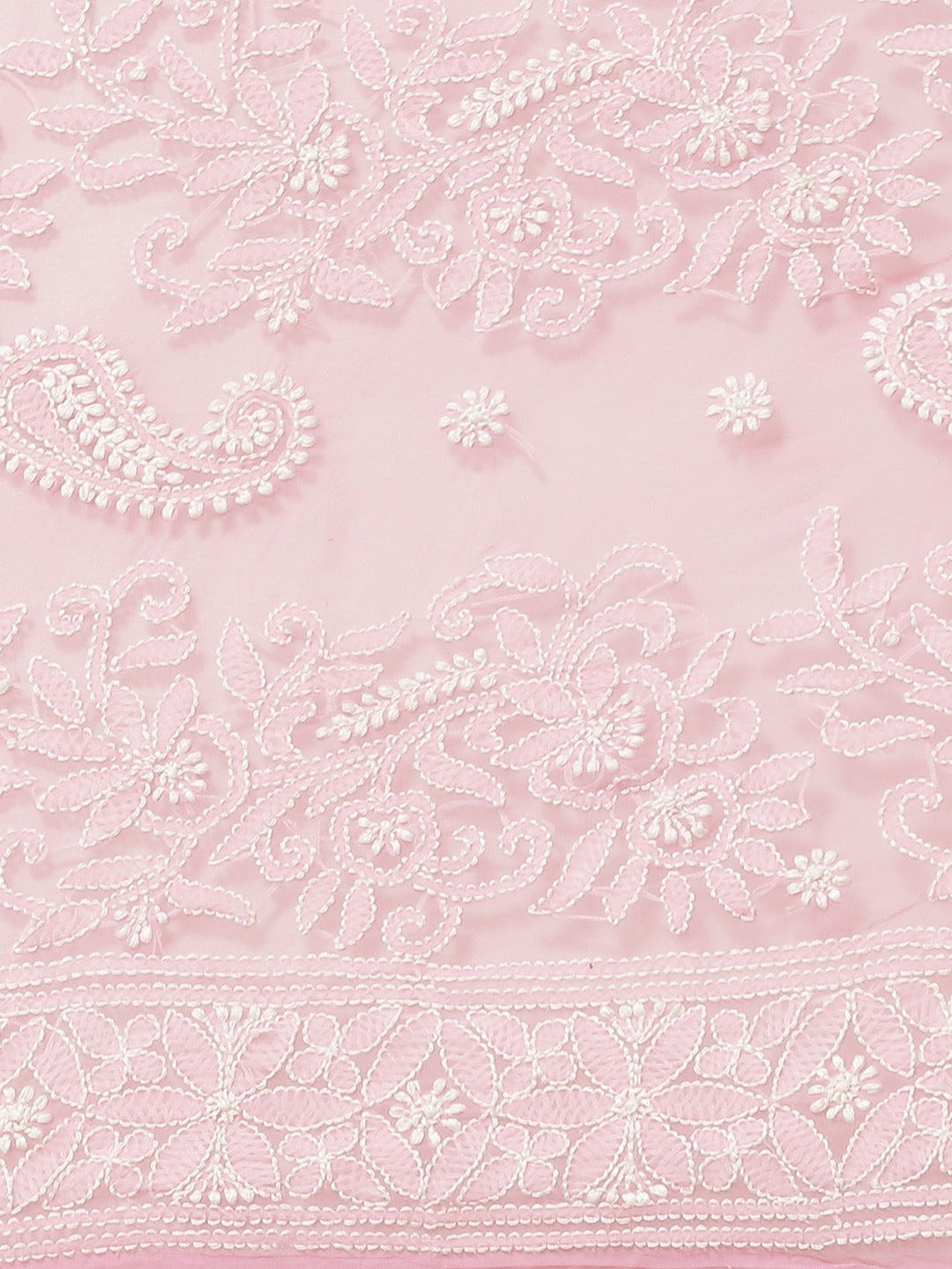 Ada Hand Embroidered Pink Georgette Lucknow Chikan Saree with Blouse A311295