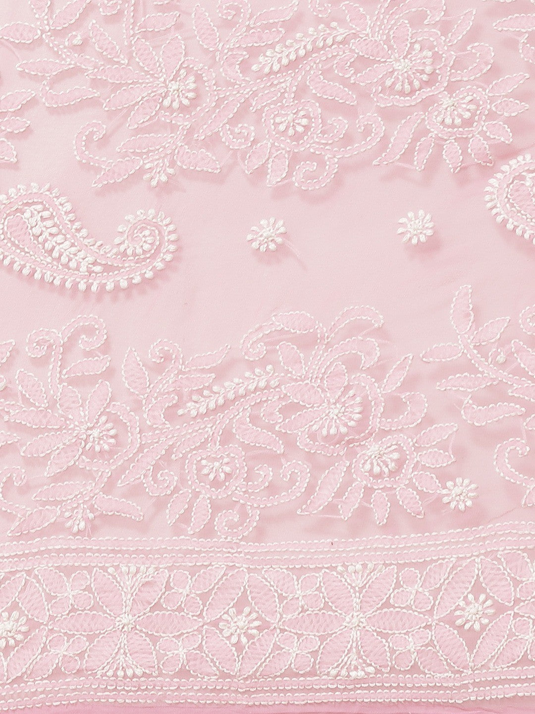 Ada Hand Embroidered Pink Georgette Lucknow Chikan Saree with Blouse A311295