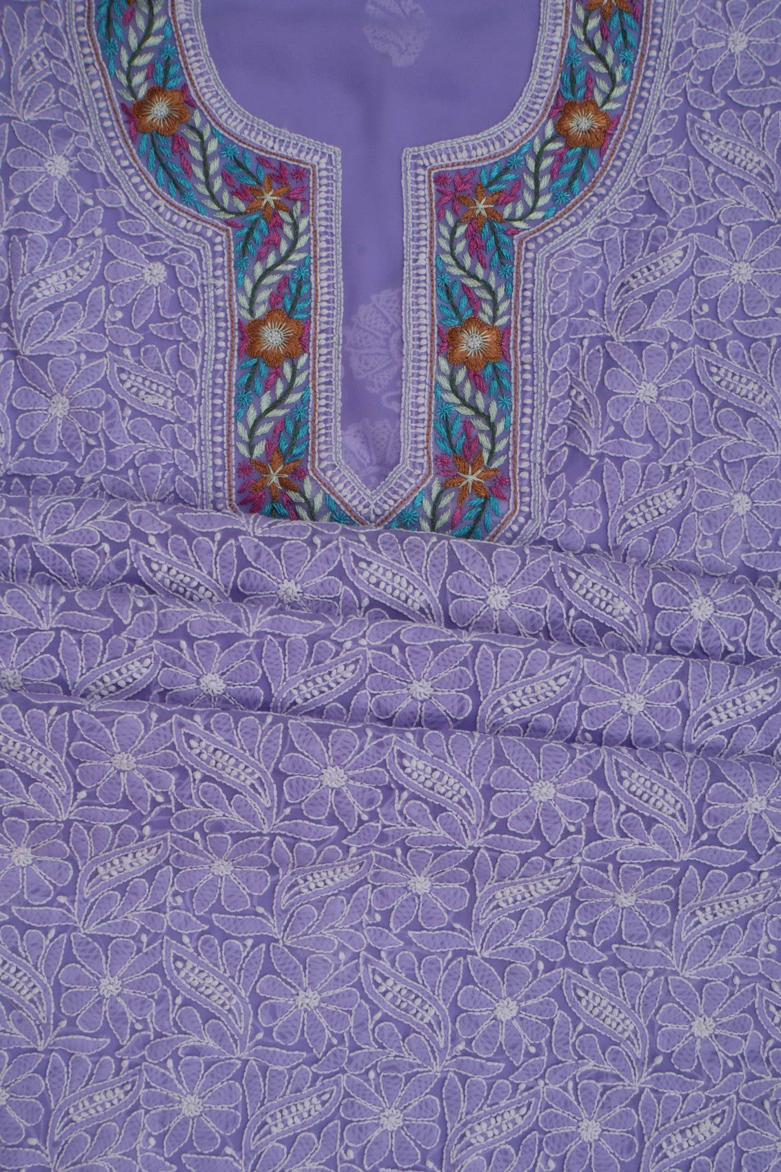 Ada Hand Embroidered Mauve Georgette Lucknowi Chikankari Unstitched Suit Piece With Parsi Work 01A250597