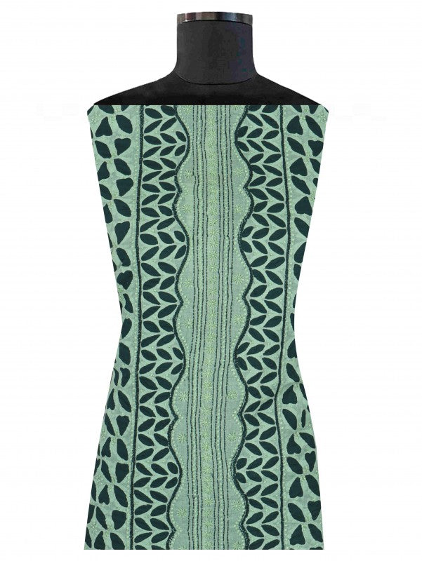 Ada Hand Embroidered Green Cotton Lucknowi Chikankari Unstitched Suit Piece 01A184059