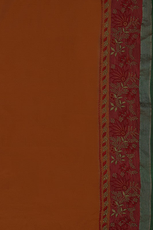 Ada Hand Embroidered Maroon Silk Lucknowi Chikankari Saree With Blouse A523297
