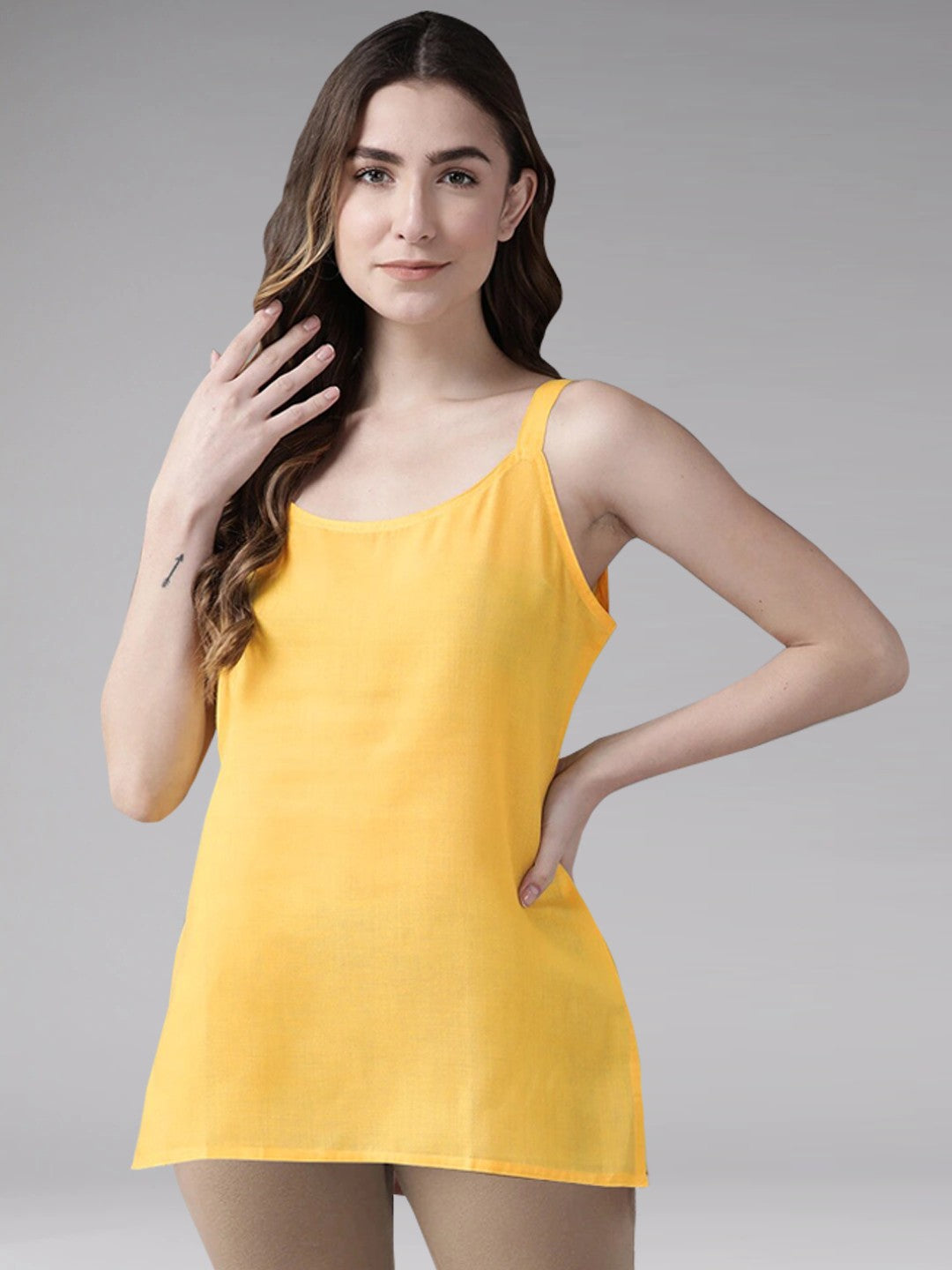 Ada Yellow and Black Cotton Short Slips Combo of 2 A286649.