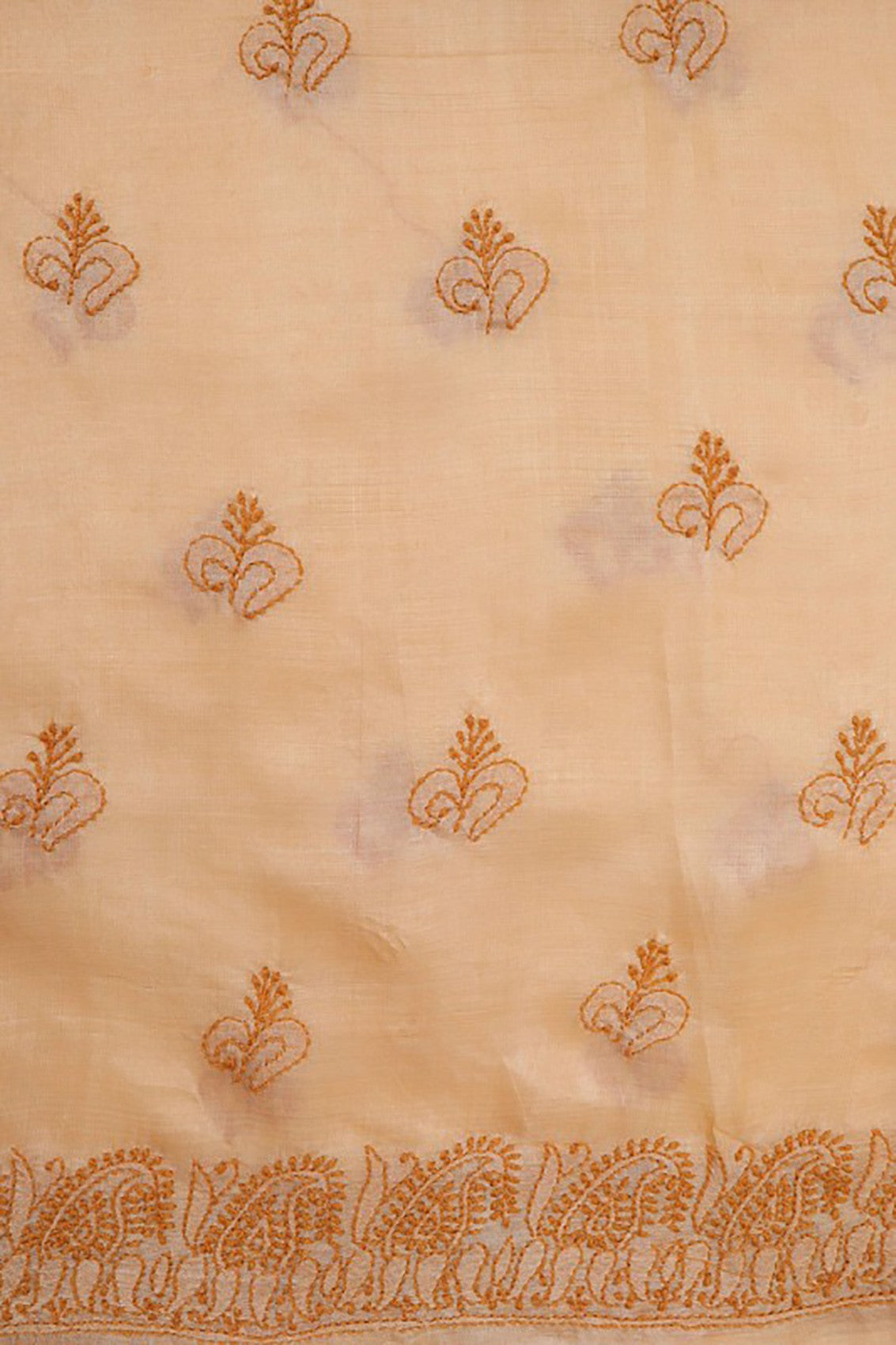 Ada Hand Embroidered Natural Fawn Silk Lucknowi Chikankari Unstitched Suit Piece A609717