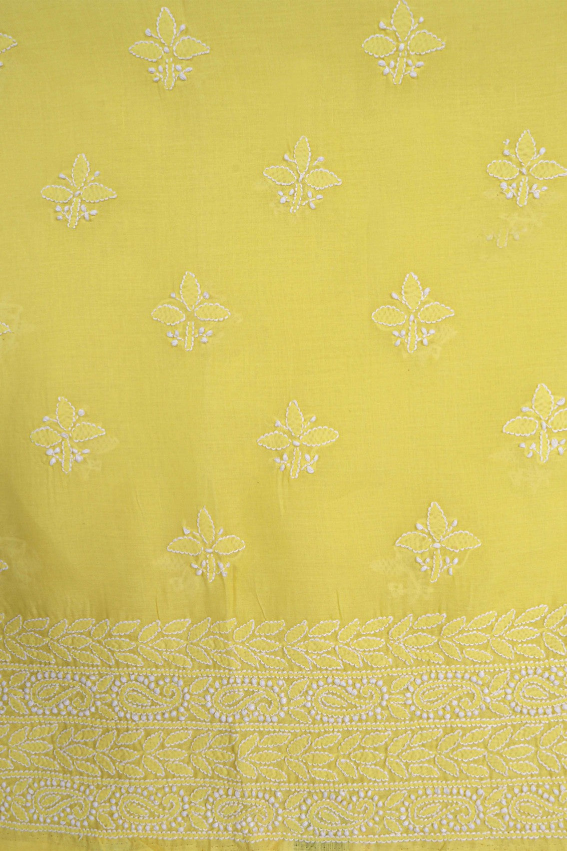 Ada Hand Embroidered Yellow Cotton Lucknowi Chikankari Unstitched Suit Piece 01A204075