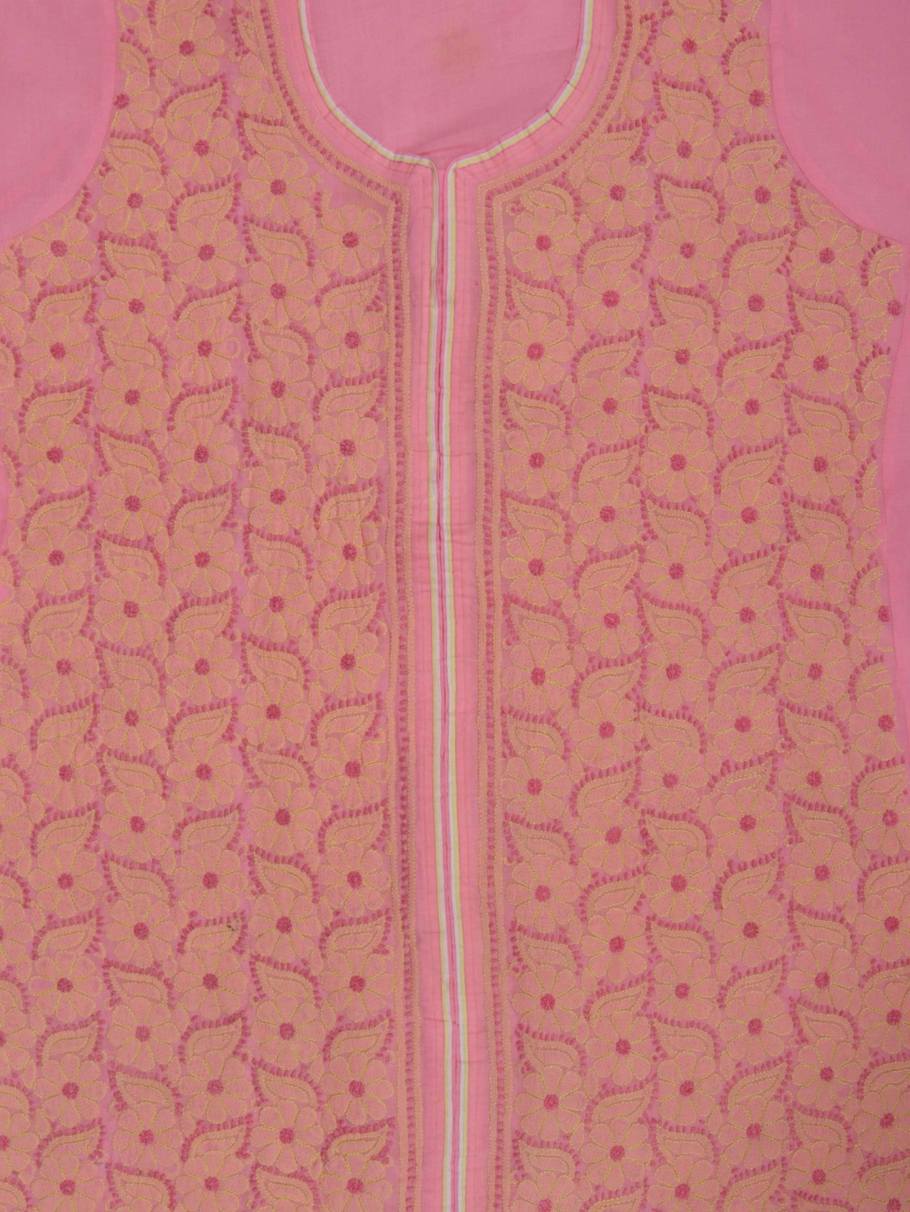 Ada Hand Embroidered Pink Cotton Lucknowi Chikankari Unstitched Suit Piece 01A193487