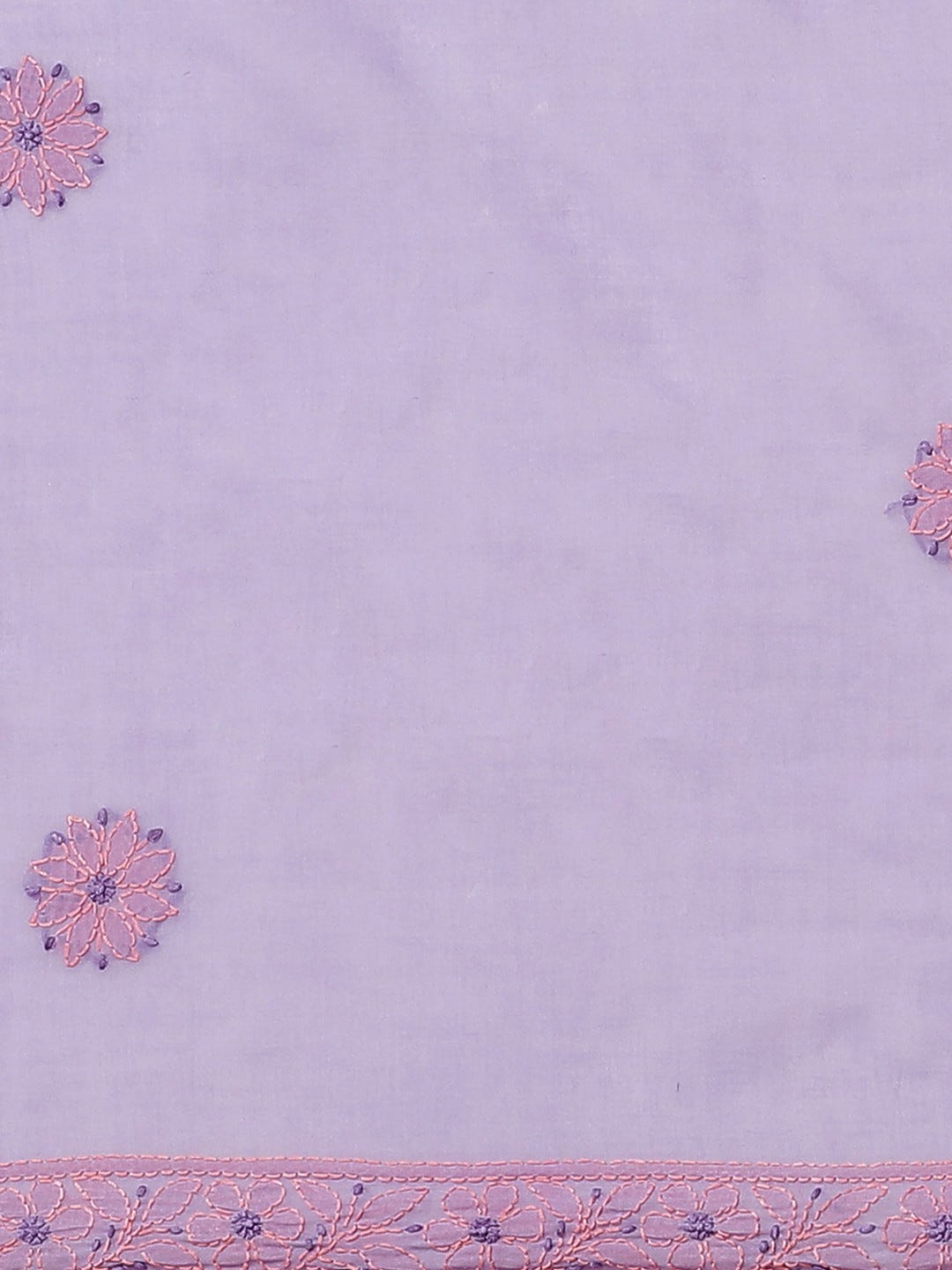 Ada Hand Embroidered Mauve Cotton Lucknow Chikan Saree With Blouse-A311213