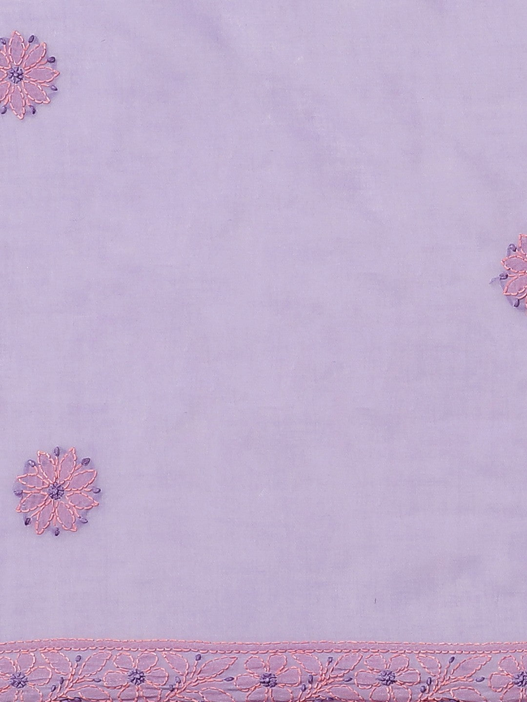 Ada Hand Embroidered Mauve Cotton Lucknow Chikan Saree With Blouse-A311213