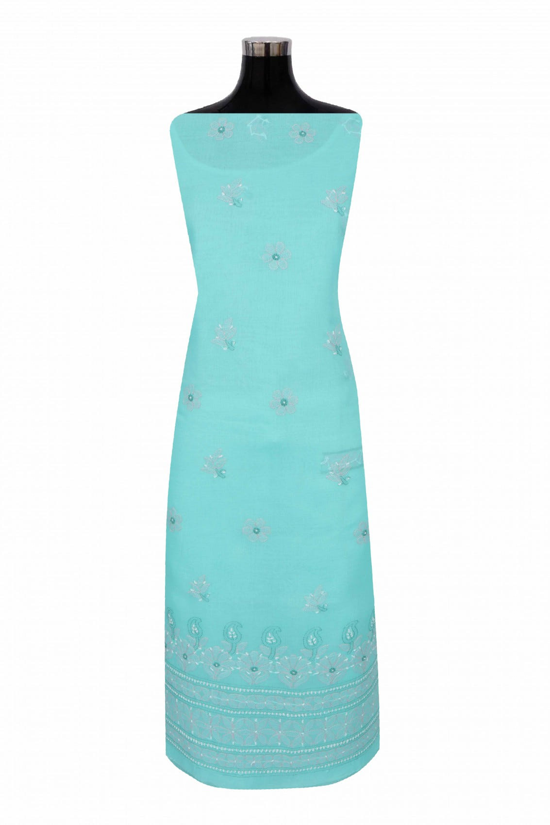 Ada Hand Embroidered Sea Green Cotton Lucknowi Chikankari Unstitched Suit Piece 01A215130