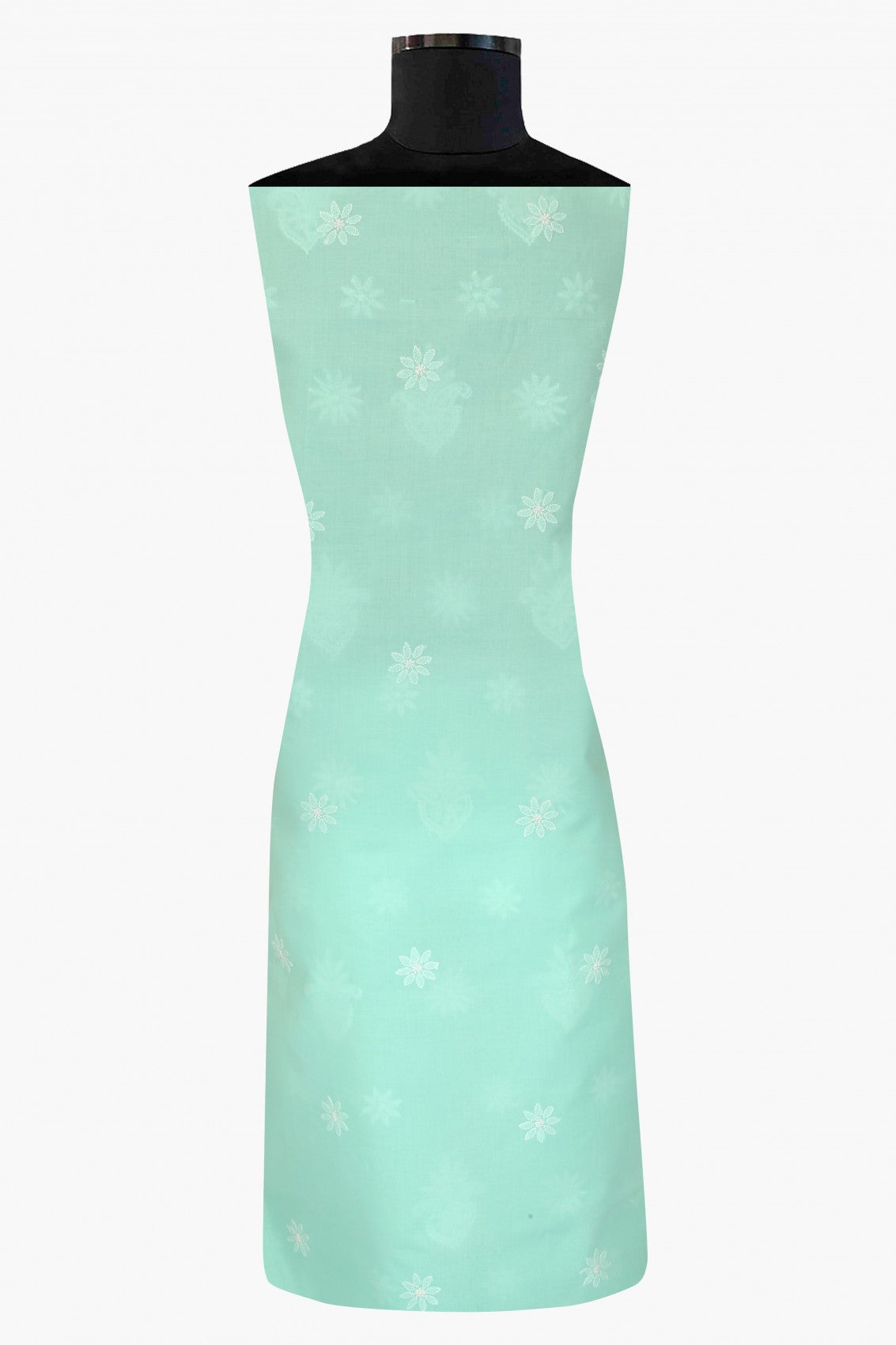 Ada Hand Embroidered Sea Green Cotton Lucknowi Chikankari Unstitched Suit Piece A211199