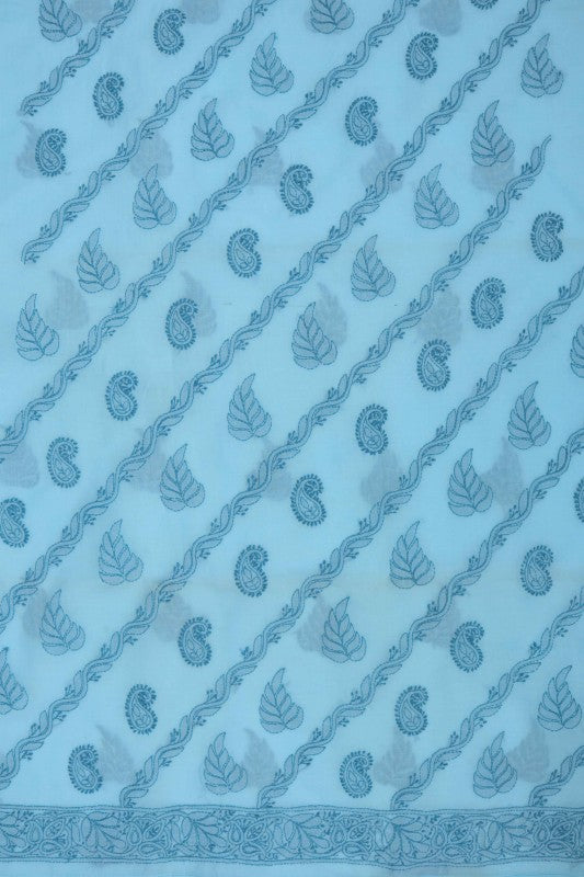 Ada Hand Embroidered Sky Blue Cotton Lucknowi Chikan Unstitched Suit Piece A580733