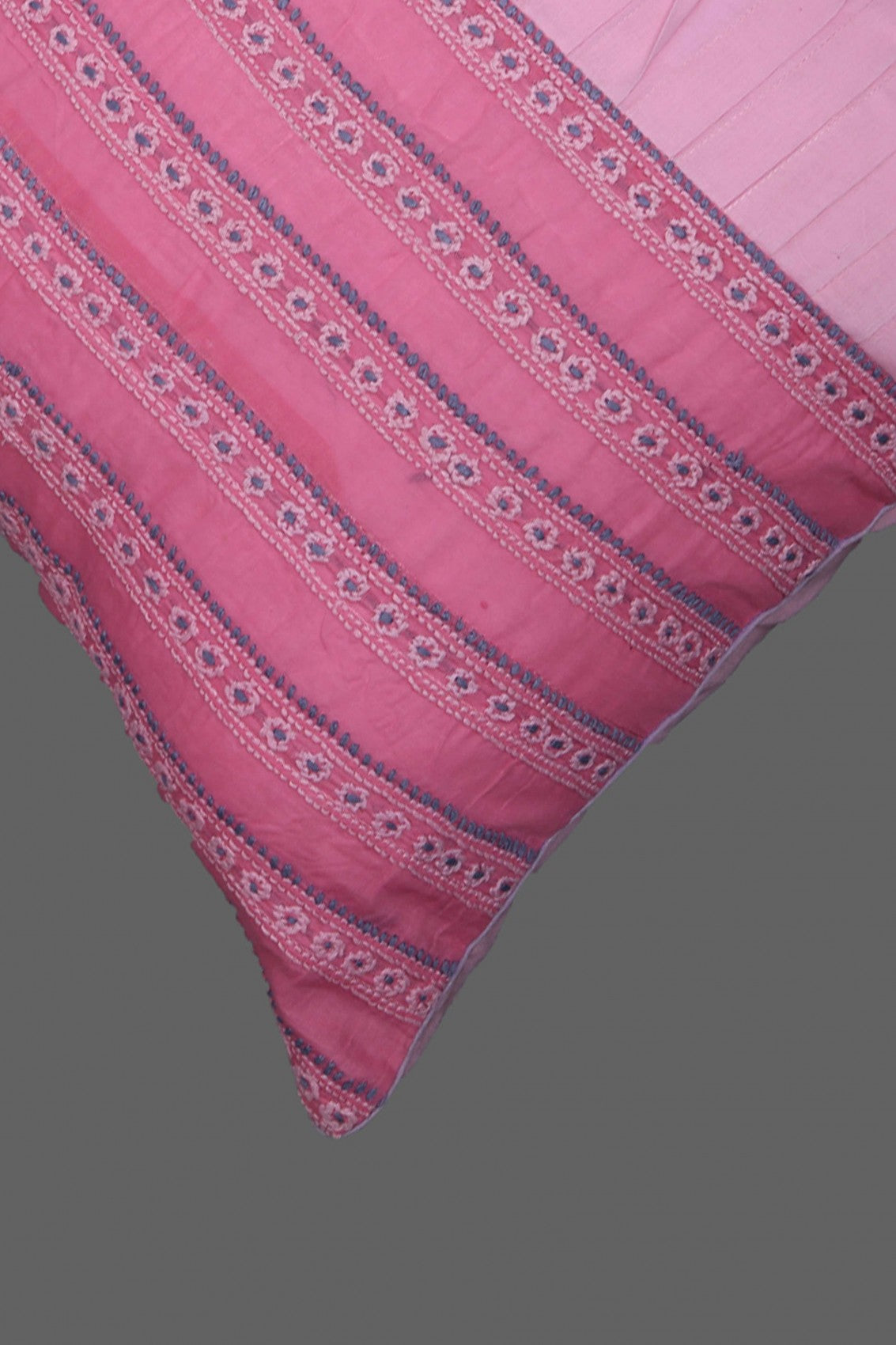 Ada Hand Embroidered Pink Cotton Lucknowi Chikankari Cushion Cover A563348