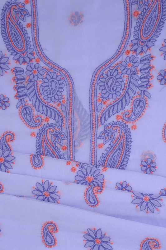 Ada Hand Embroidered Mauve Georgette Lucknowi Chikan Unstitched Suit Piece A211193
