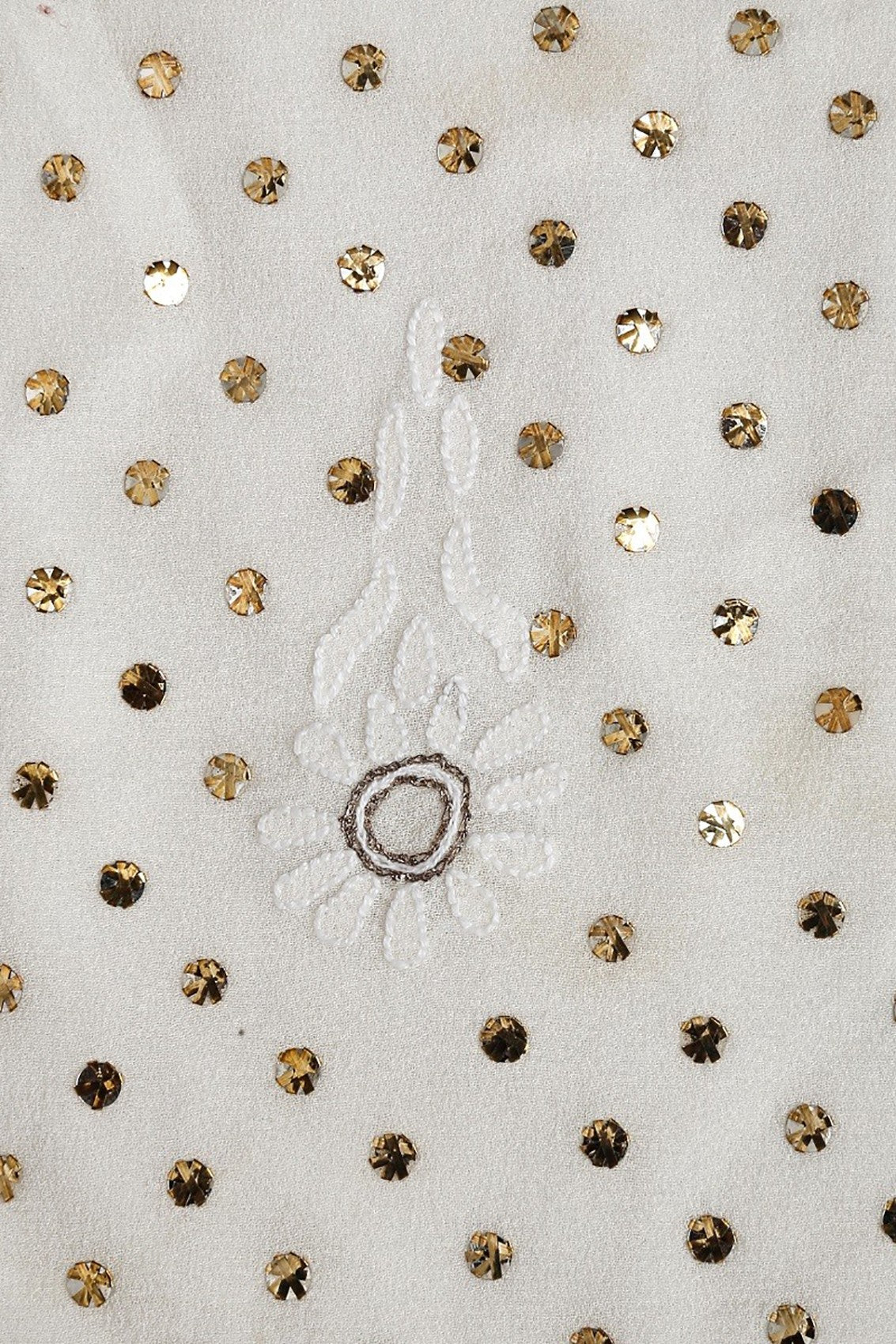 Ada Hand Embroidered White Pure Georgette Lucknowi Chikankari Unstitched Kurta Dupatta Set With Muqaish Work A414396