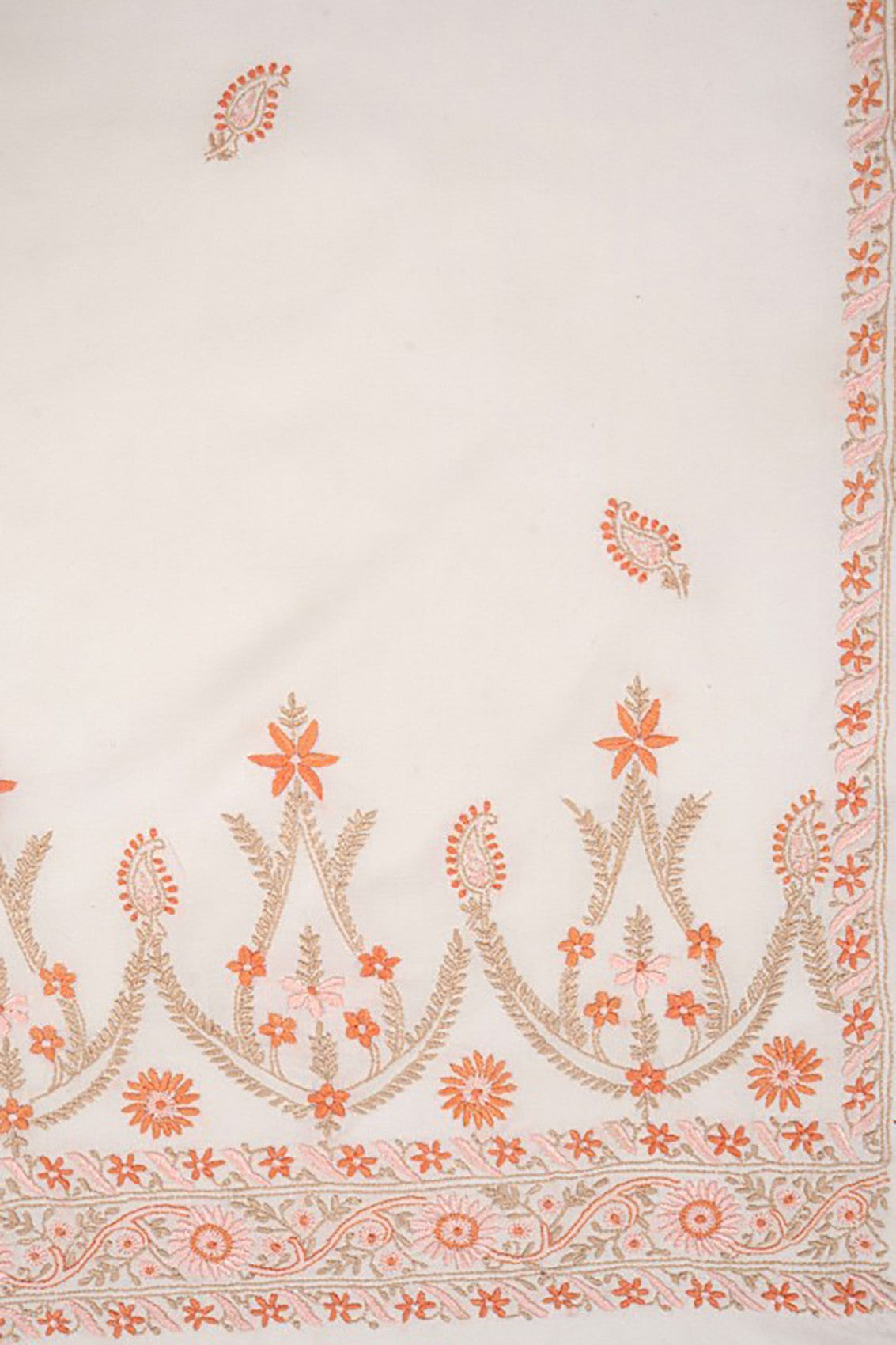 Ada Hand Embroidered Cream Woolen Lucknowi Chikankari Stole 01A80248