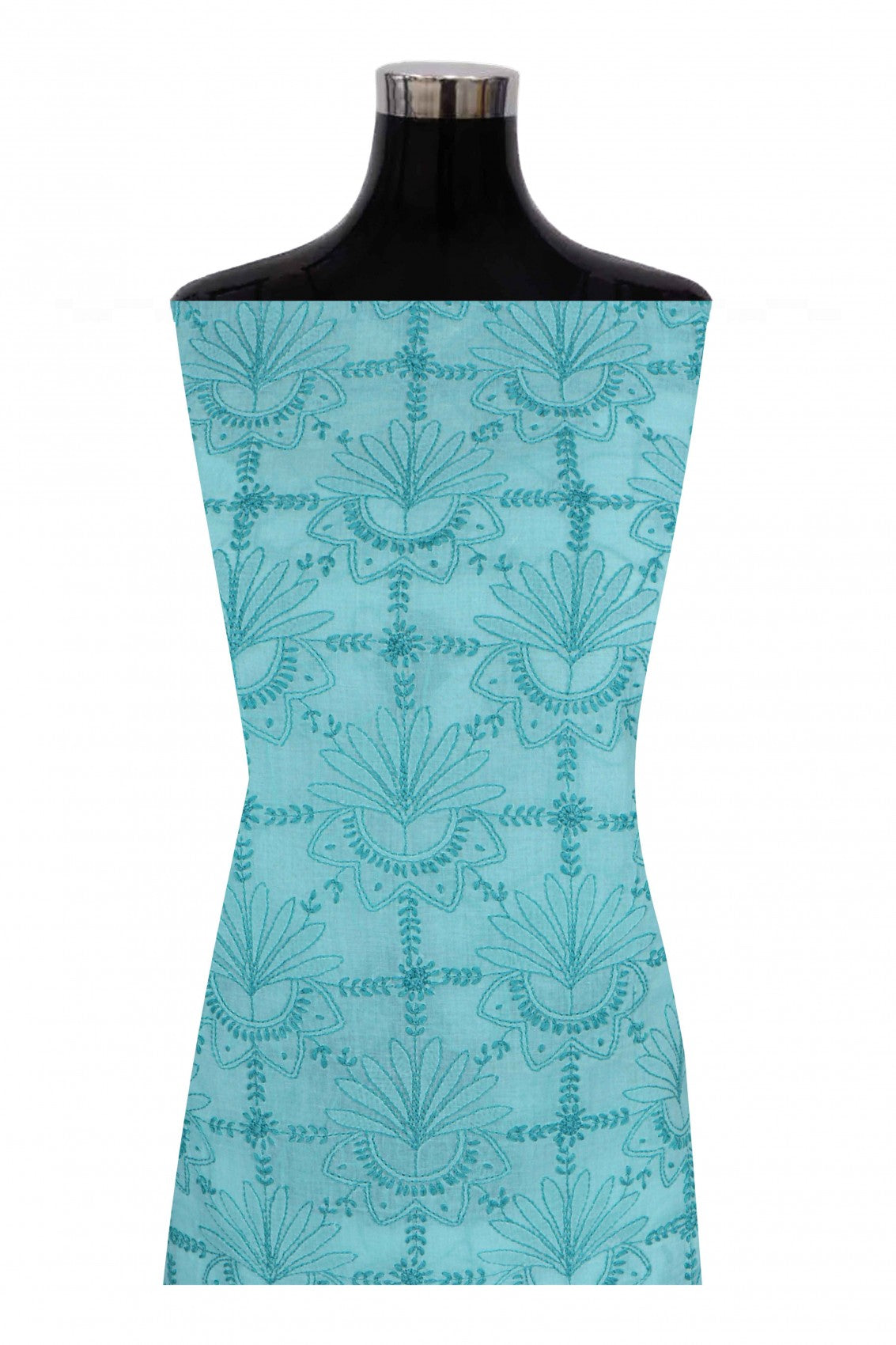 Ada Hand Embroidered Sea Green Cotton Lucknowi Chikankari Unstitched Suit Piece A557017