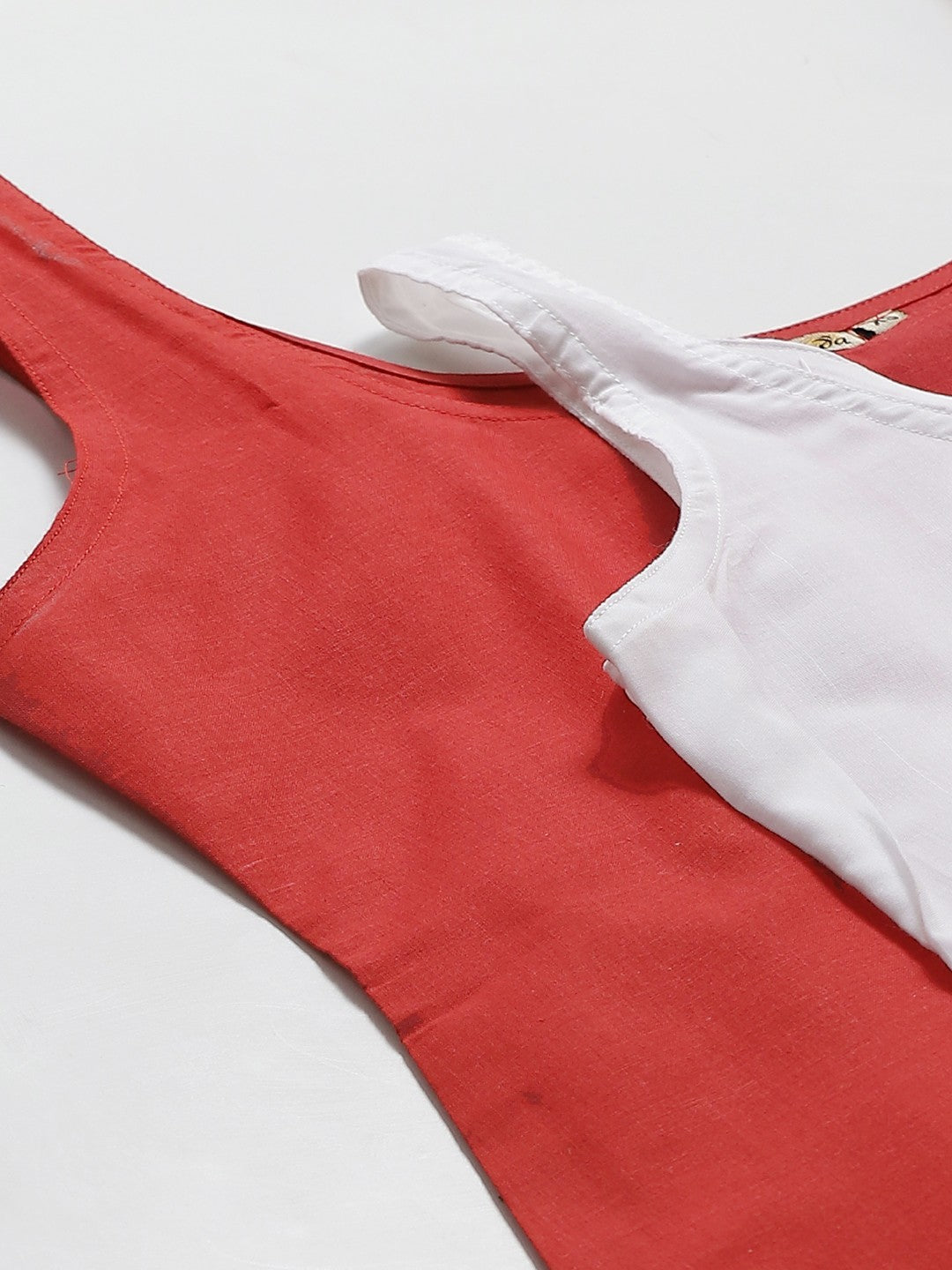 Ada Red and White Cotton Long Slips Combo of 2  A301831.