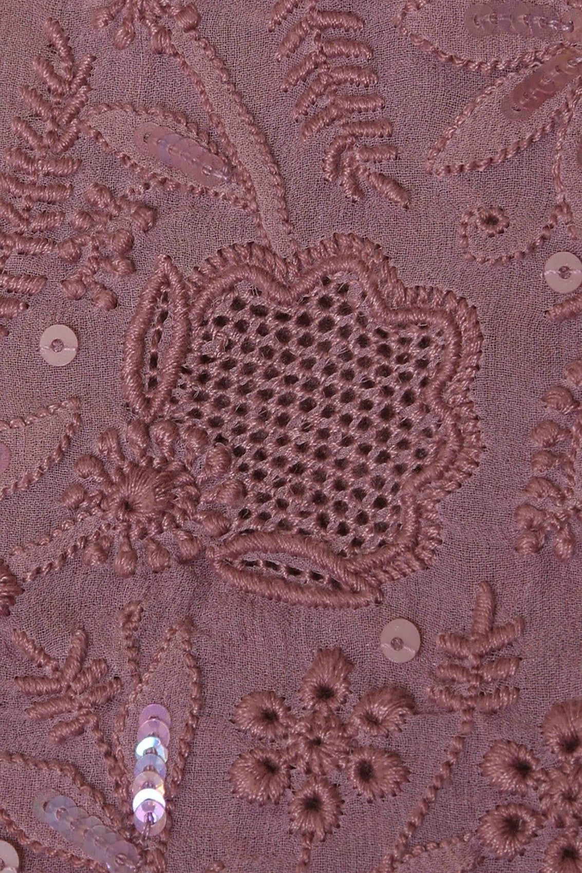 Ada Hand Embroidered Mauve Pure Georgette Lucknowi Chikankari Dupatta With Muqaish Work 01A30634