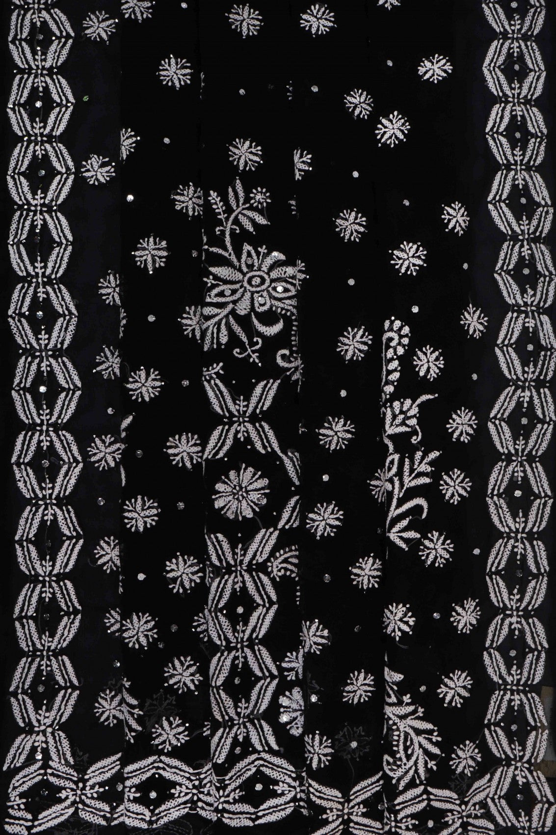 Ada Hand Embroidered Black Georgette Lucknowi Chikankari Saree/Blouse With Muqaish Work A381079