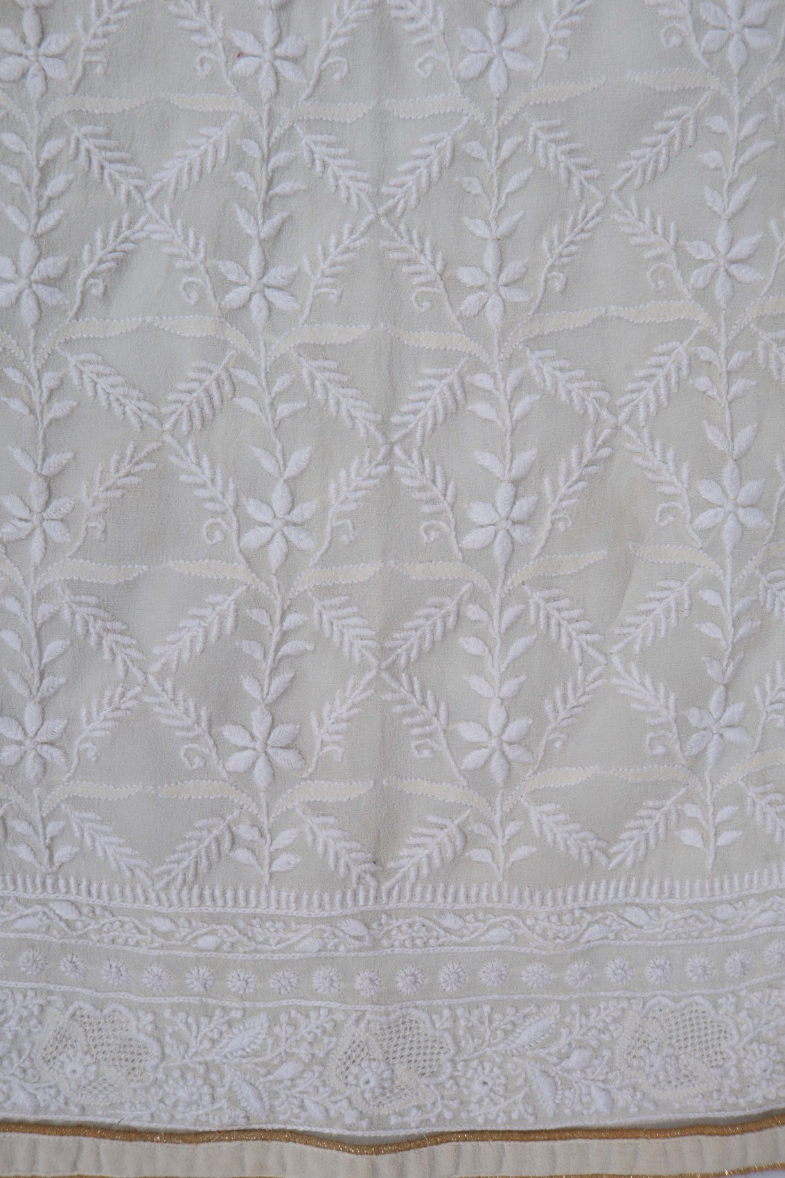 Ada Hand Embroidered Off White Pure Georgette Lucknowi Chikankari Semi-Stitched Suit Set A350967