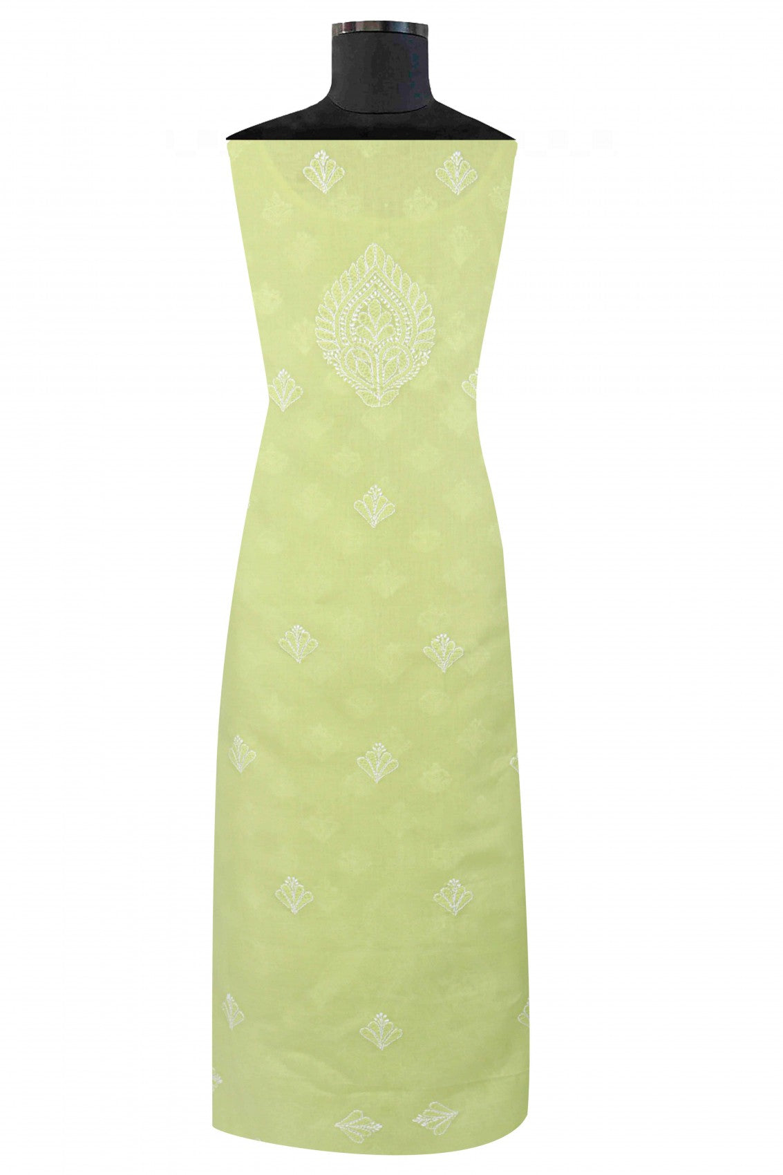 Ada Hand Embroidered Light Green Cotton Lucknowi Chikankari Unstitched Suit Piece A607709