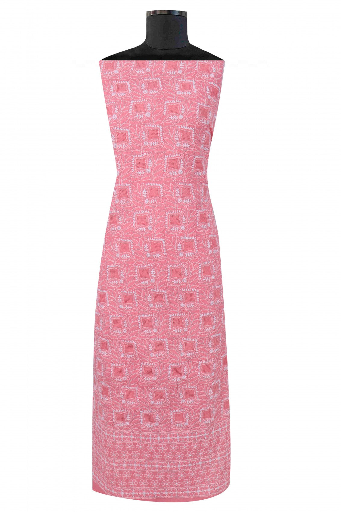 Ada Hand Embroidered Pink Cotton Lucknowi Chikankari Unstitched Suit Piece 01A23696