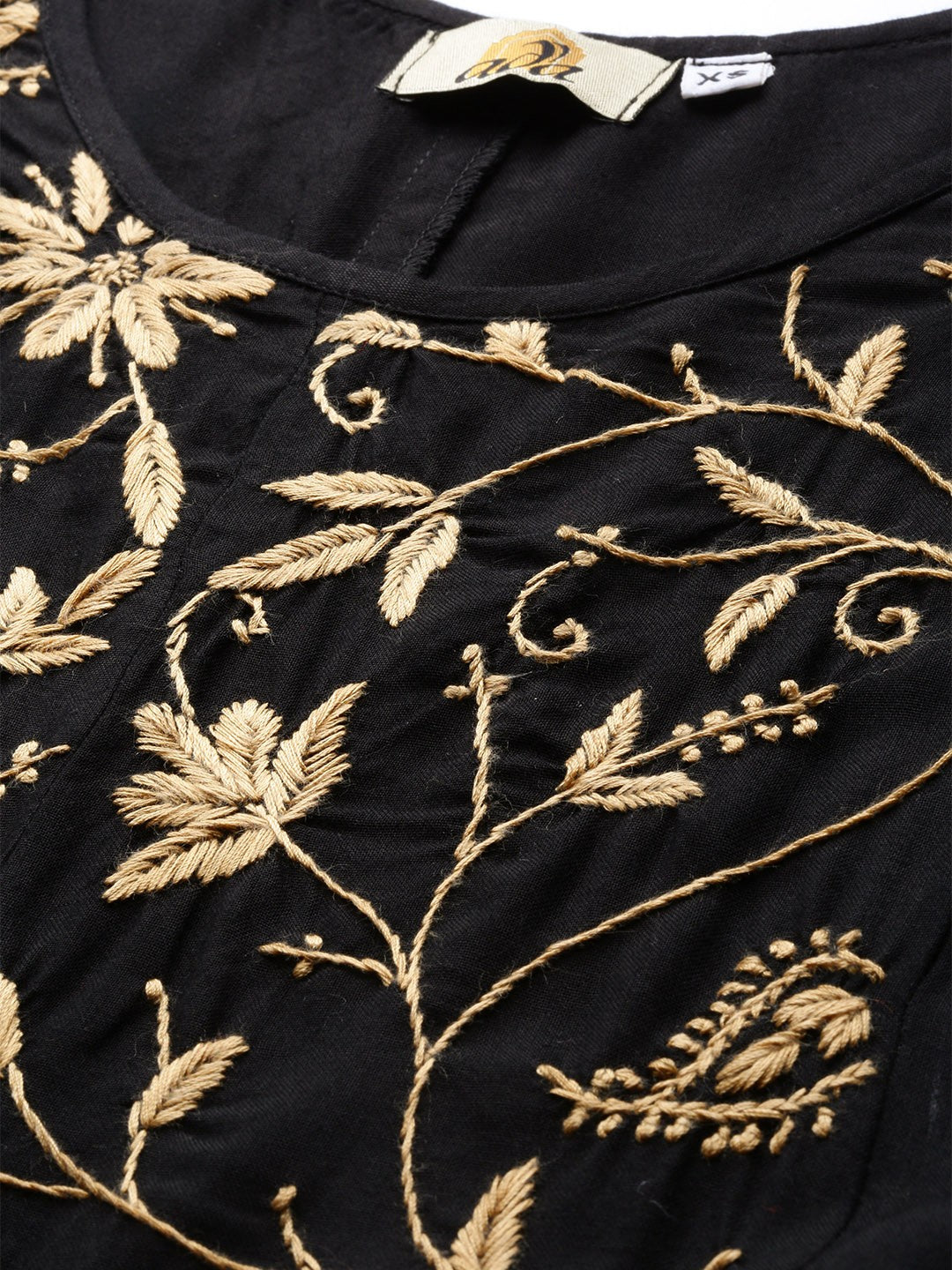 Ada Hand Embroidered Black Rayon Lucknow Chikan Top A100382