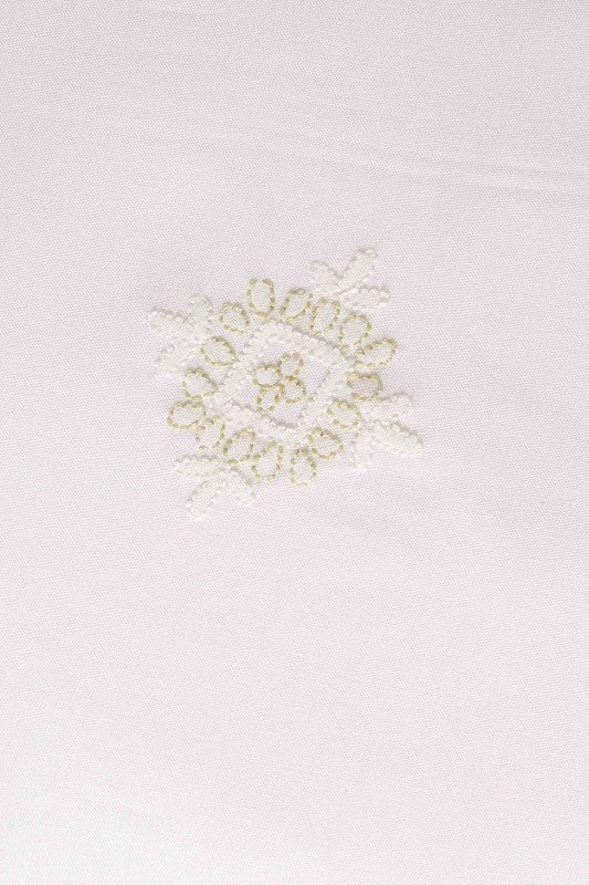 Ada Hand Embroidered White Cotton Lucknowi Chikankari Table Cover-A301047