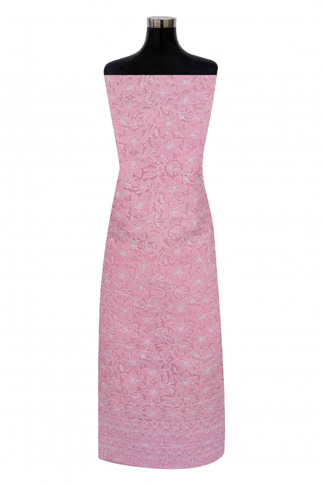 Ada Hand Embroidered Pink Cotton Lucknowi Chikankari Unstitched Suit Piece 01A197690