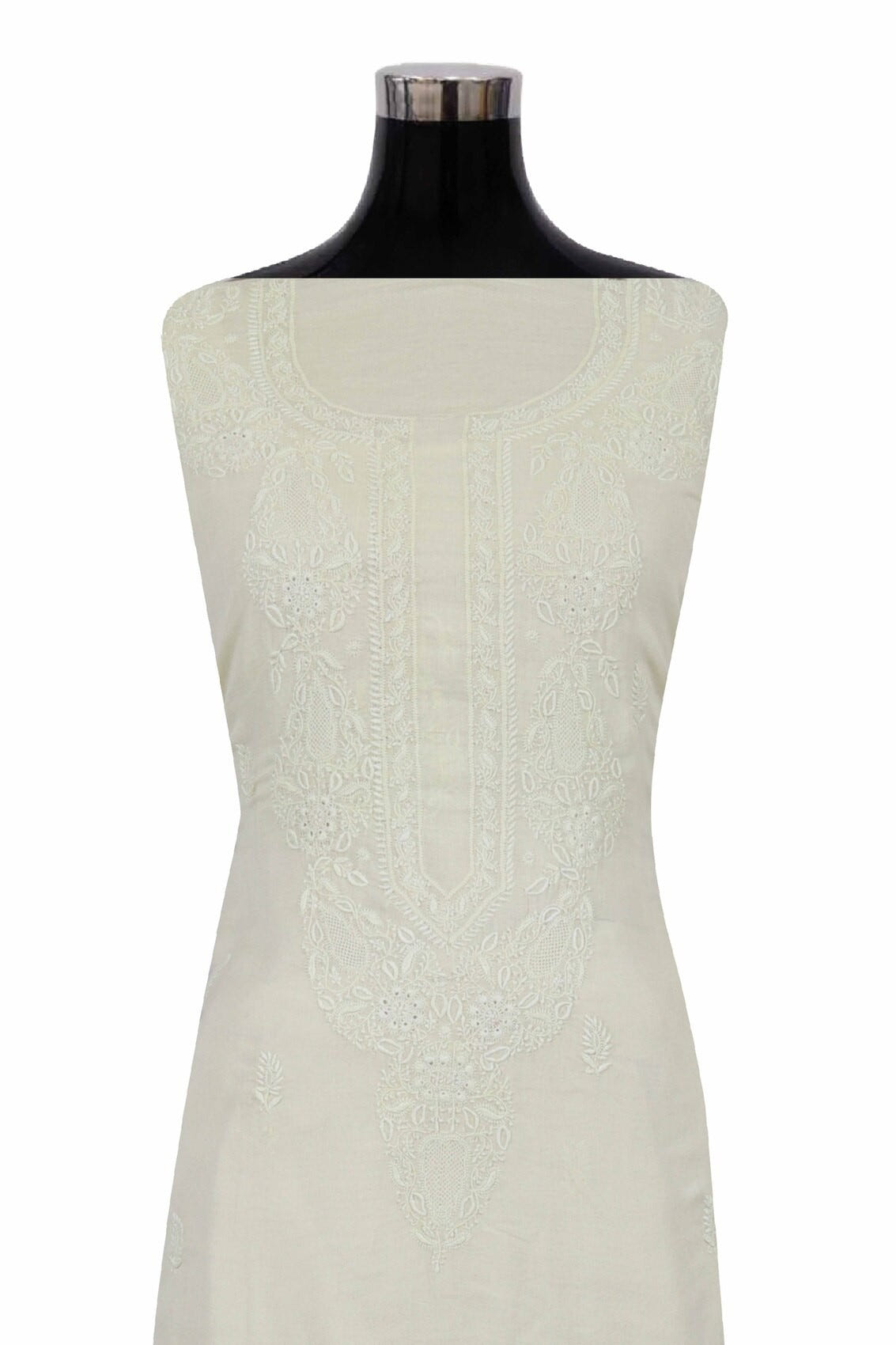 Ada Hand Embroidered Lemon Cotton Lucknowi Chikankari Unstitched Kurta Dupatta Set A174761