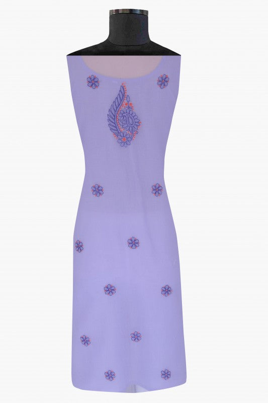 Ada Hand Embroidered Mauve Georgette Lucknowi Chikan Unstitched Suit Piece A211193