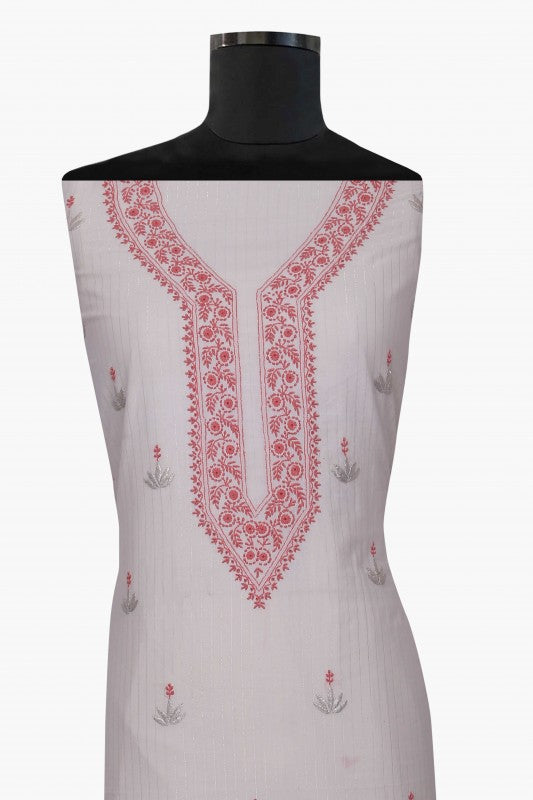 Ada Hand Embroidered Cream Cotton Lucknow Chikankari Kurta Piece A58134