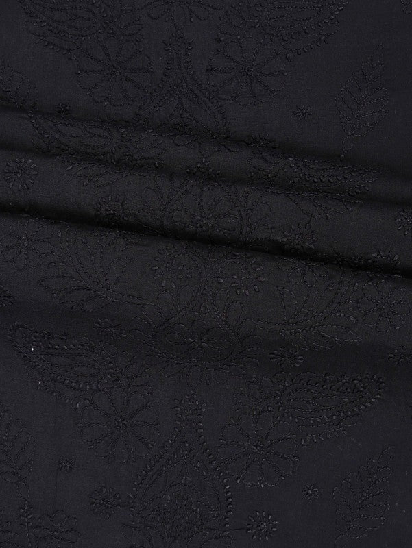 Ada Hand Embroidered Black Cotton Lucknowi Chikankari Unstitched Suit Piece 01A221144