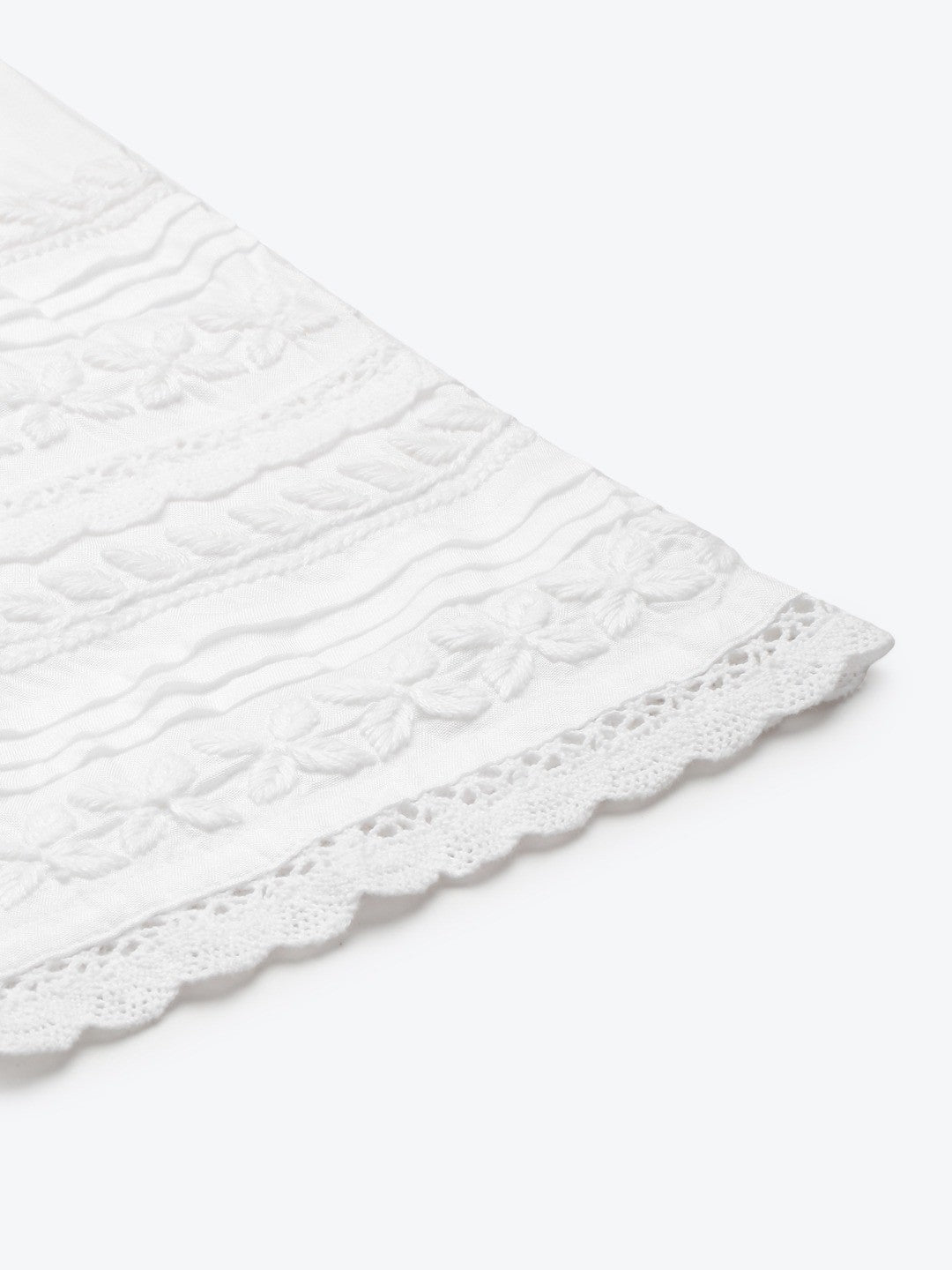 Ada Hand Embroidered White Rayon Cotton Lucknowi Chikan Palazzo A711153