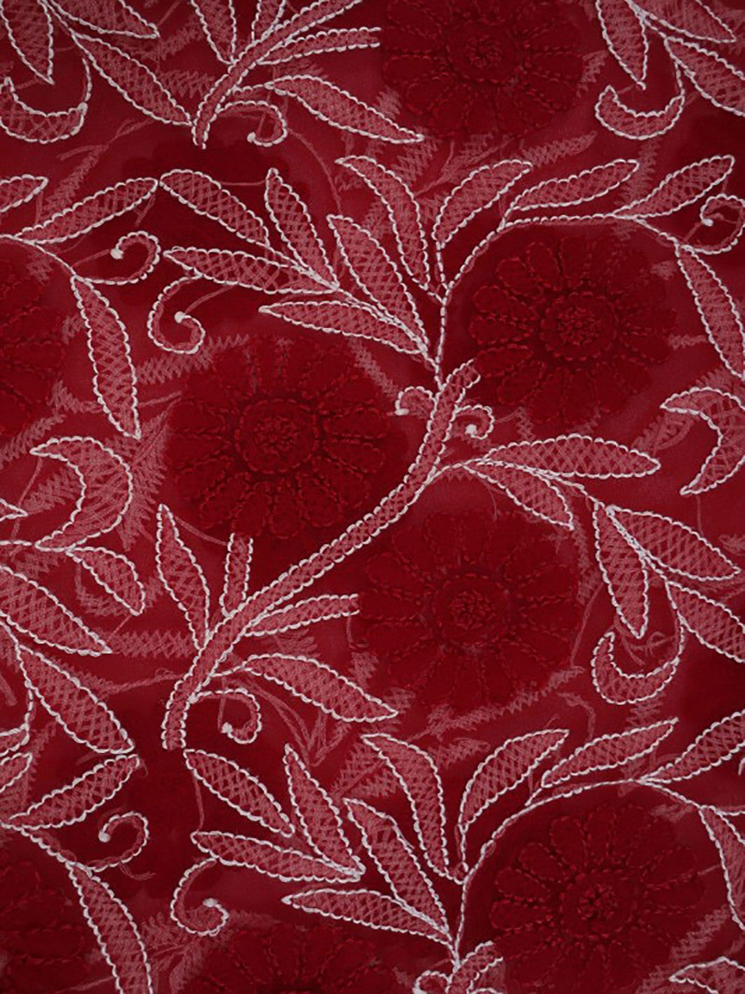 Ada Hand Embroidered Maroon Georgette Lucknowi Chikankari Unstitched Kurta Piece A212662