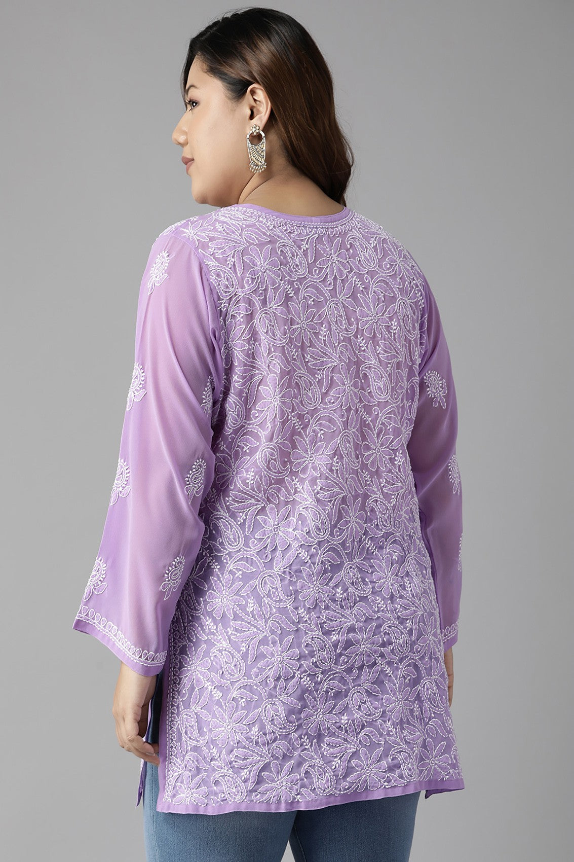 Ada Hand Embroidered Mauve Georgette Lucknowi Chikankari Straight Kurti A911227