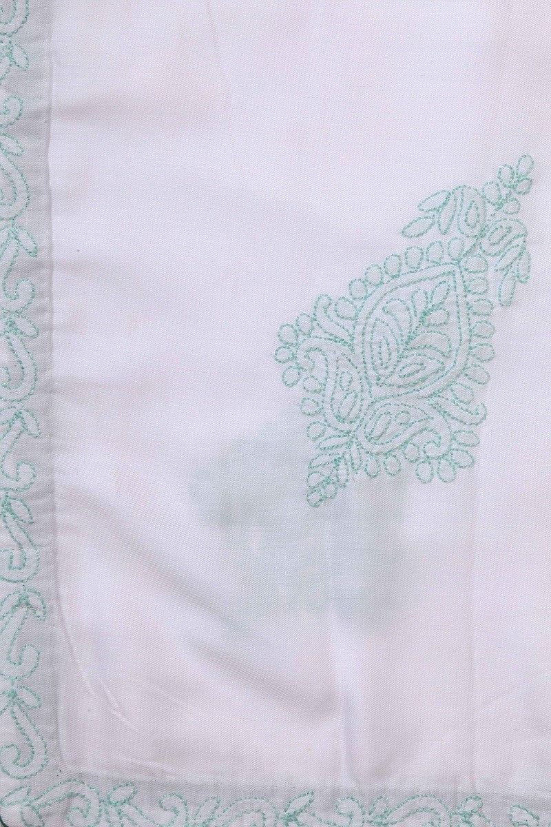 Ada Hand Embroidered White Cotton Lucknowi Chikankari Table Cover A355756