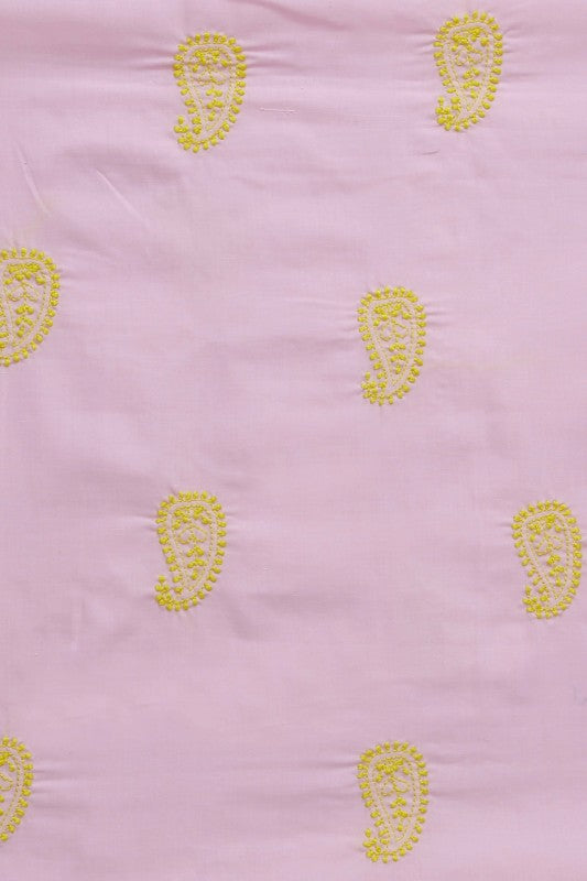 Ada Hand Embroidered Pink Cotton Lucknowi Chikankari Unstitched Kurta Piece - A198478