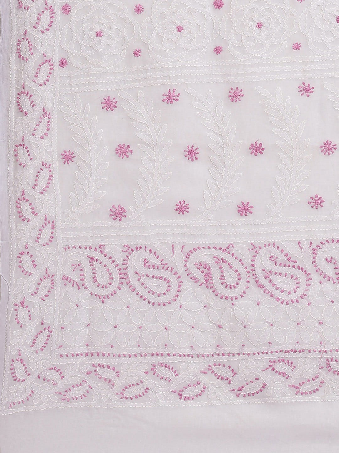 Ada Hand Embroidered Mauve Cotton Lucknow Chikan Saree With Blouse A311335