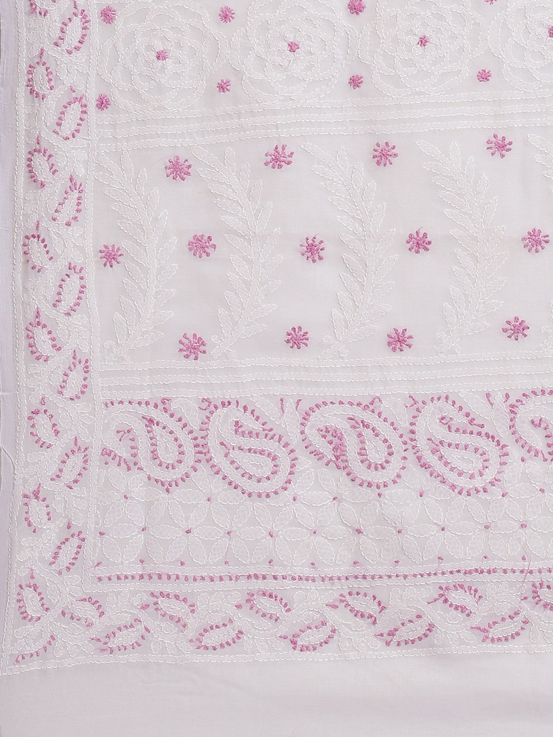Ada Hand Embroidered Mauve Cotton Lucknow Chikan Saree With Blouse A311335