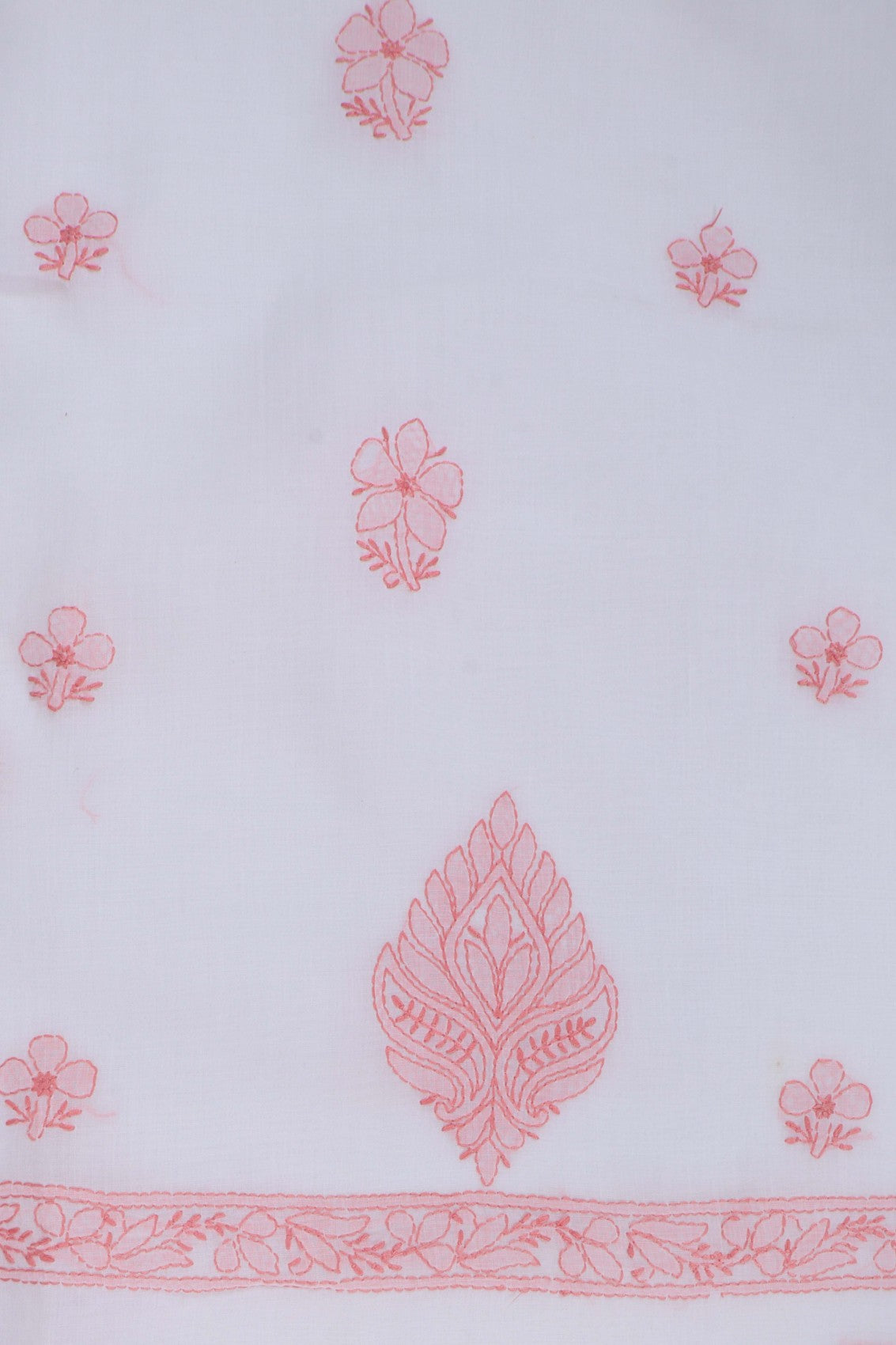 Ada Hand Embroidered White Cotton Lucknowi Chikankari Unstitched Suit Piece 01A215119