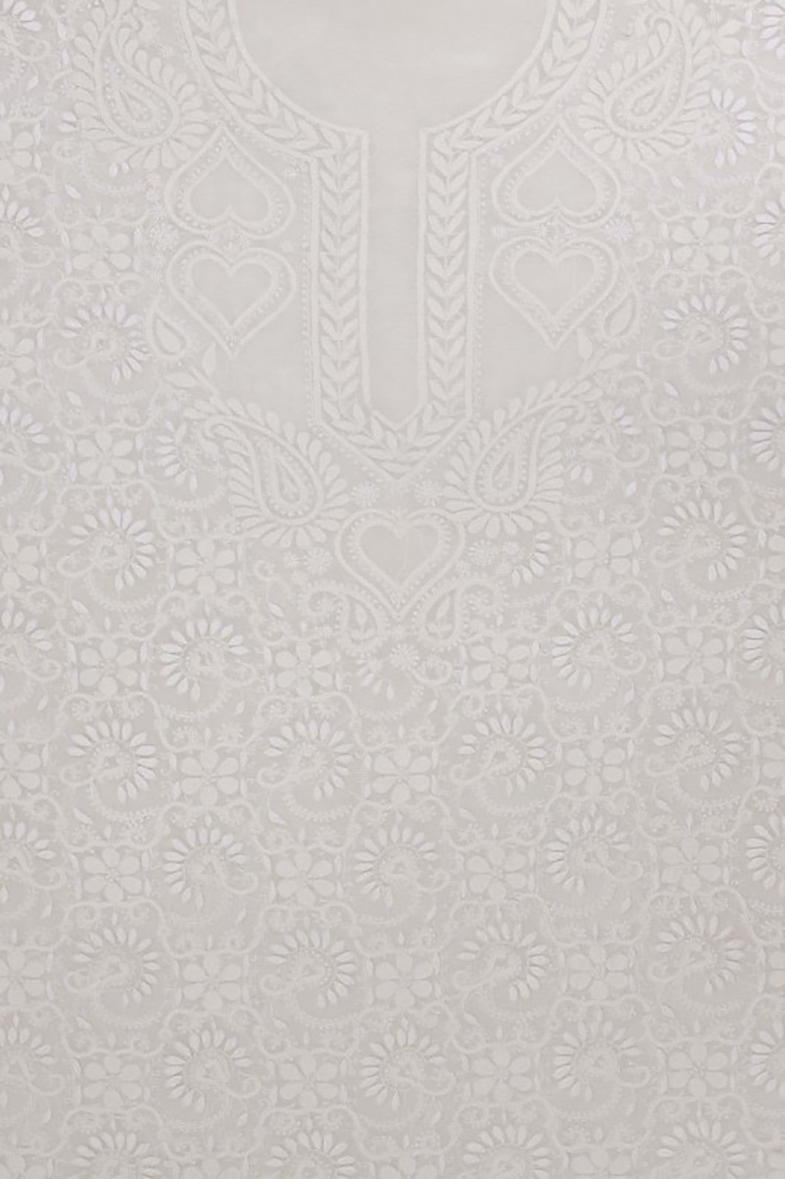 Ada Hand Embroidered White Pure Georgette Lucknowi Chikankari Unstitched Kurta Dupatta Set A593629