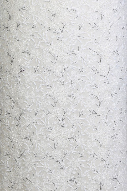 Ada Hand Embroidered White Pure Georgette Lucknowi Chikan Unstitched Kurta Dupatta Set With Pearl Work- A199028