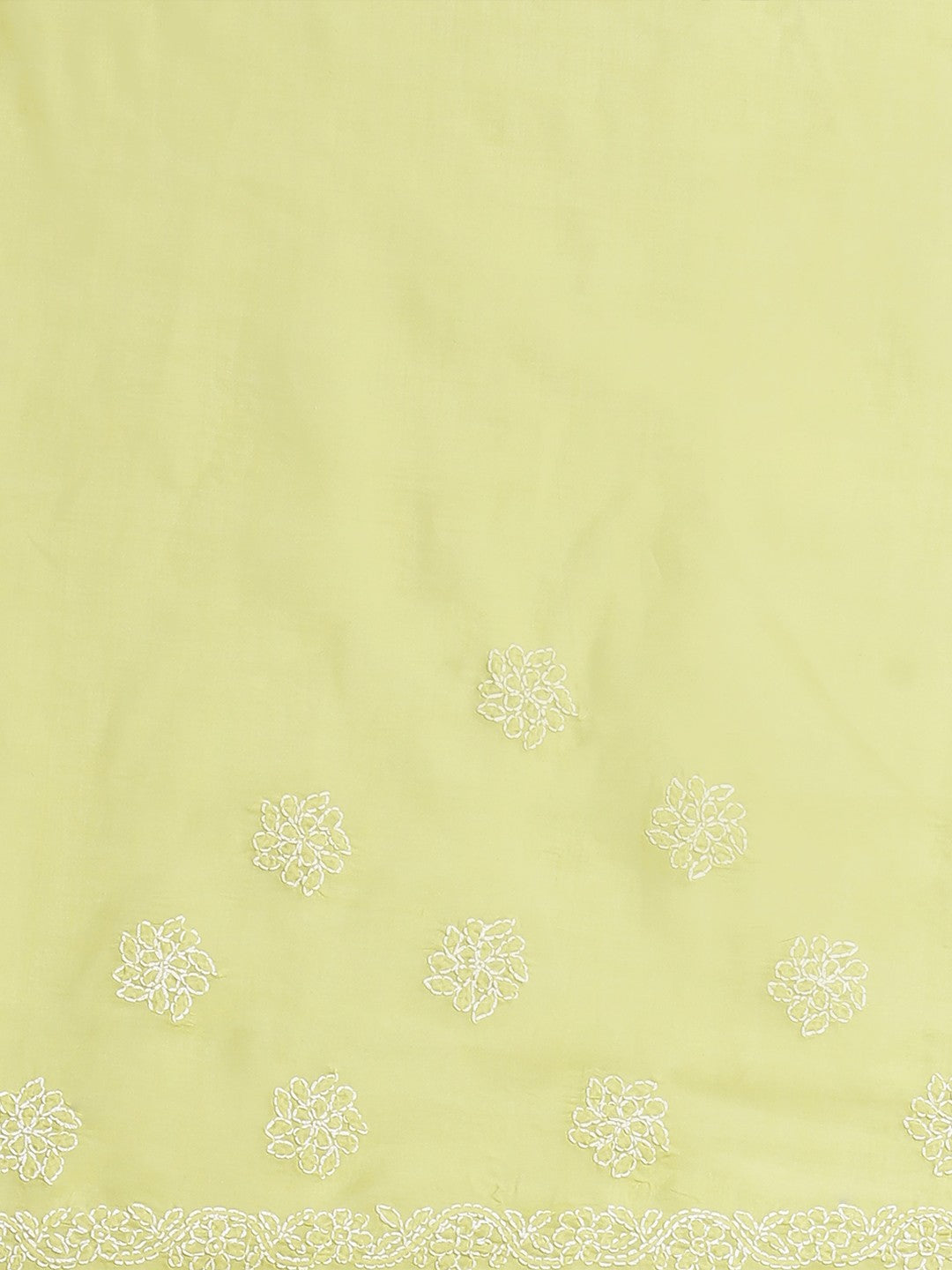 Ada Hand Embroidered Light Green Cotton Lucknow Chikan Saree With Blouse-A311159