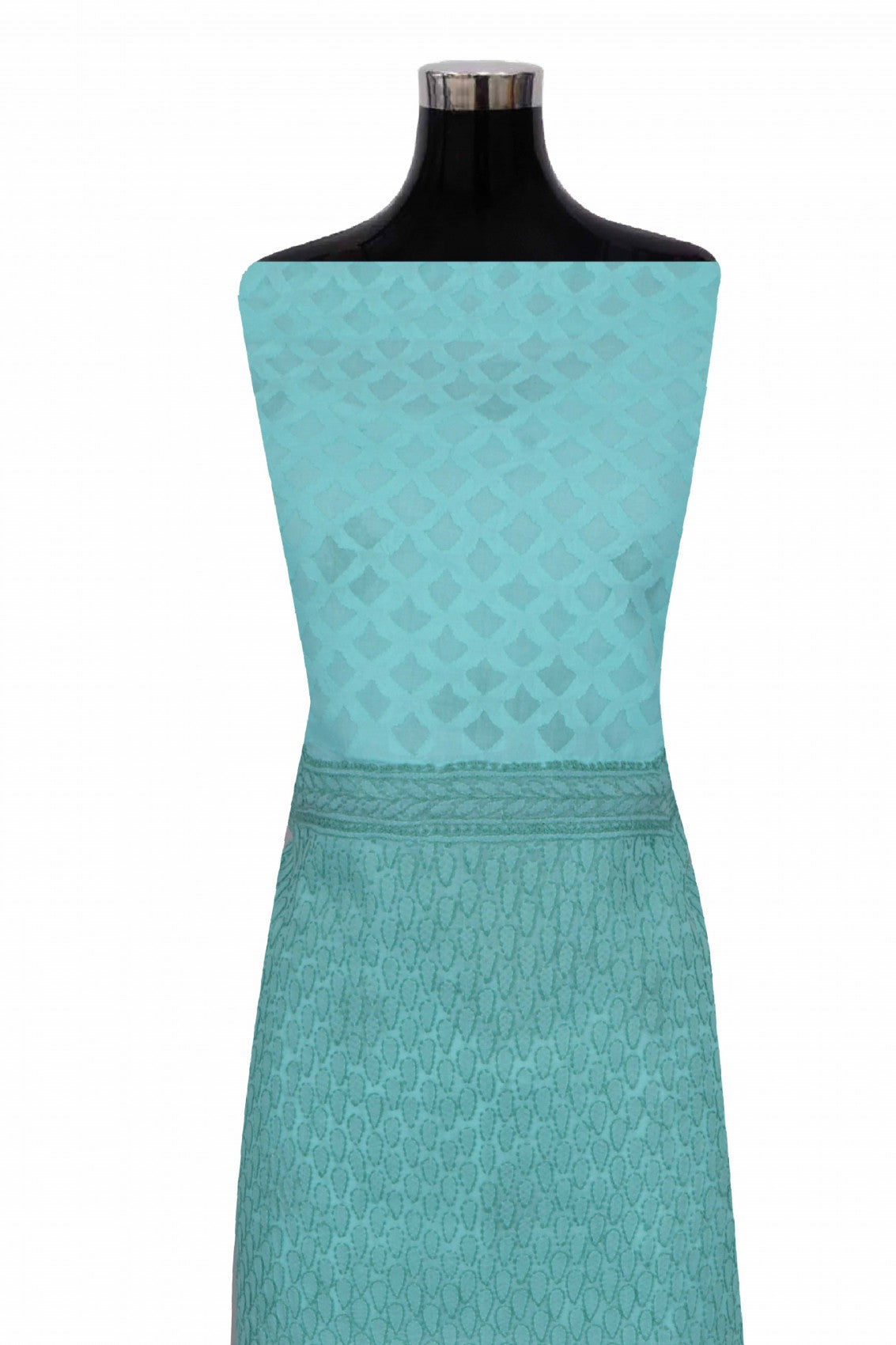 Ada Hand Embroidered Sea Green Cotton Lucknowi Chikankari Unstitched Suit Piece A576409