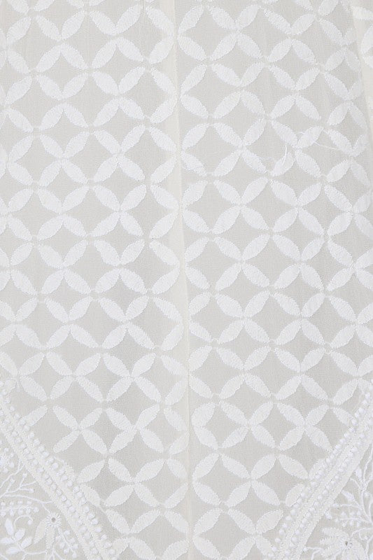 Ada Hand Embroidered White Pure Georgette Lucknowi Chikankari Lehenga Set A594298