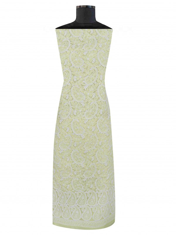 Ada Hand Embroidered Lemon Cotton Lucknowi Chikankari Unstitched Suit Piece 01A197630
