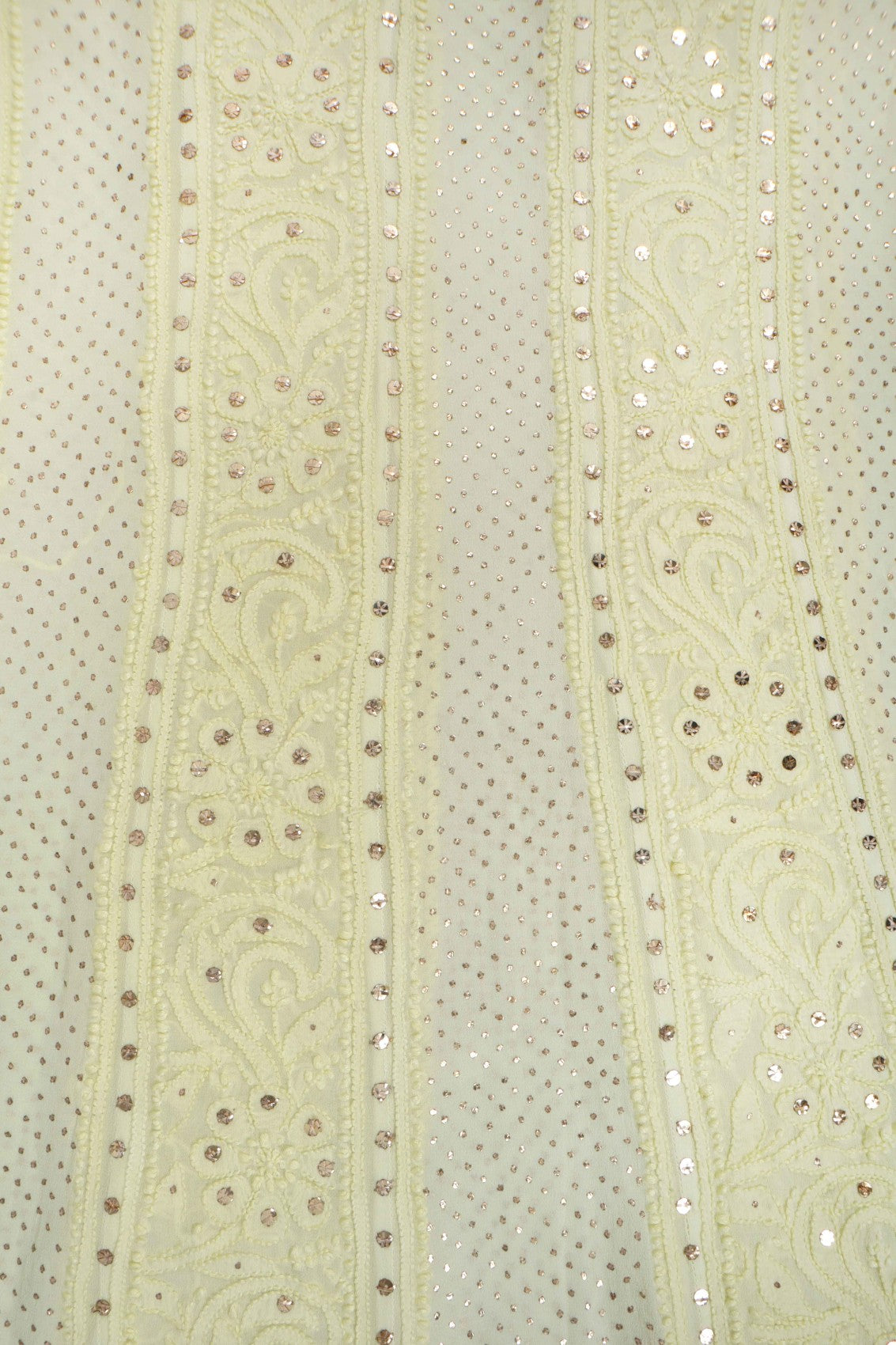 Ada Hand Embroidered Lemon Georgette Lucknowi Chikankari Semi-Stitched Anarkali Kurta Dupatta Set With Muqaish Work 01A132754