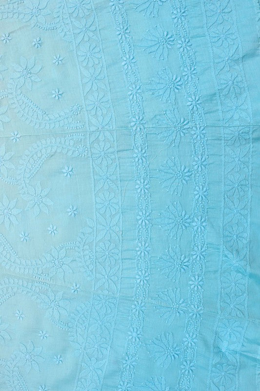 Ada Hand Embroidered Ombre Blue Chanderi Lucknowi Chikankari Lehenga Set 01A127217